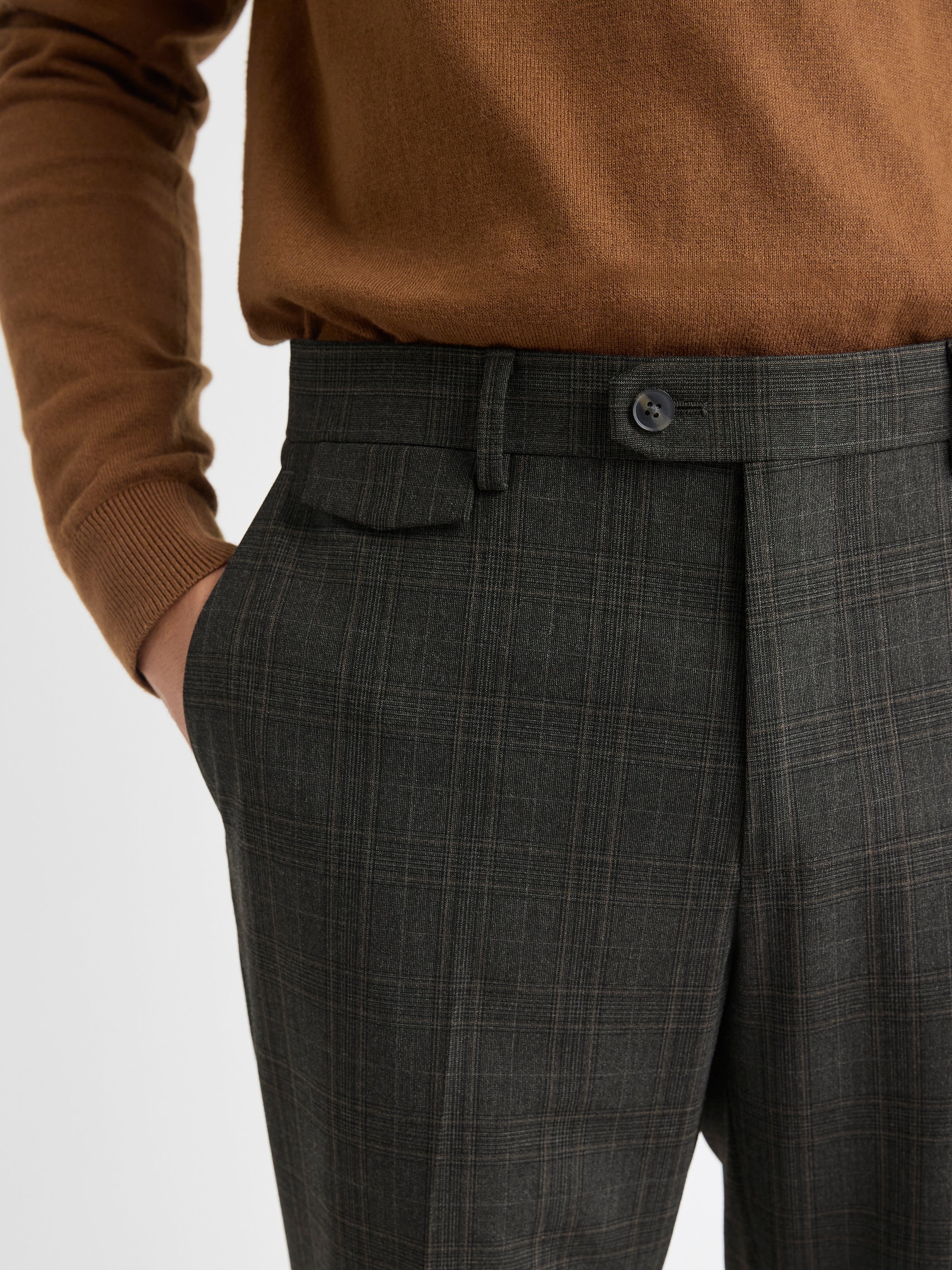 Slim Fit Prince-of-Wales Pant rw&co Great Value Deal