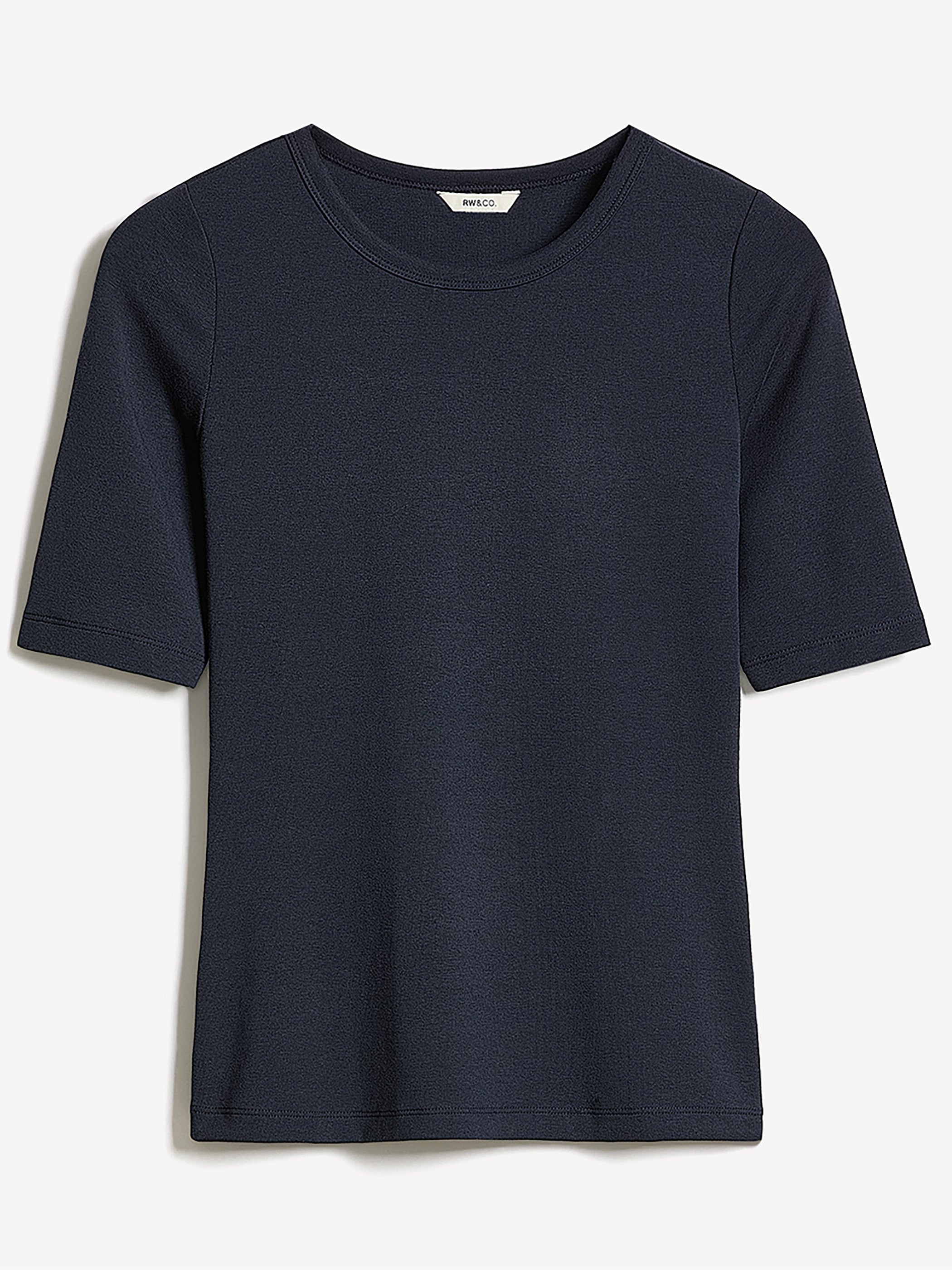 Elbow-Sleeve Crew-Neck Fitted Tee rw&co Special Promo Price