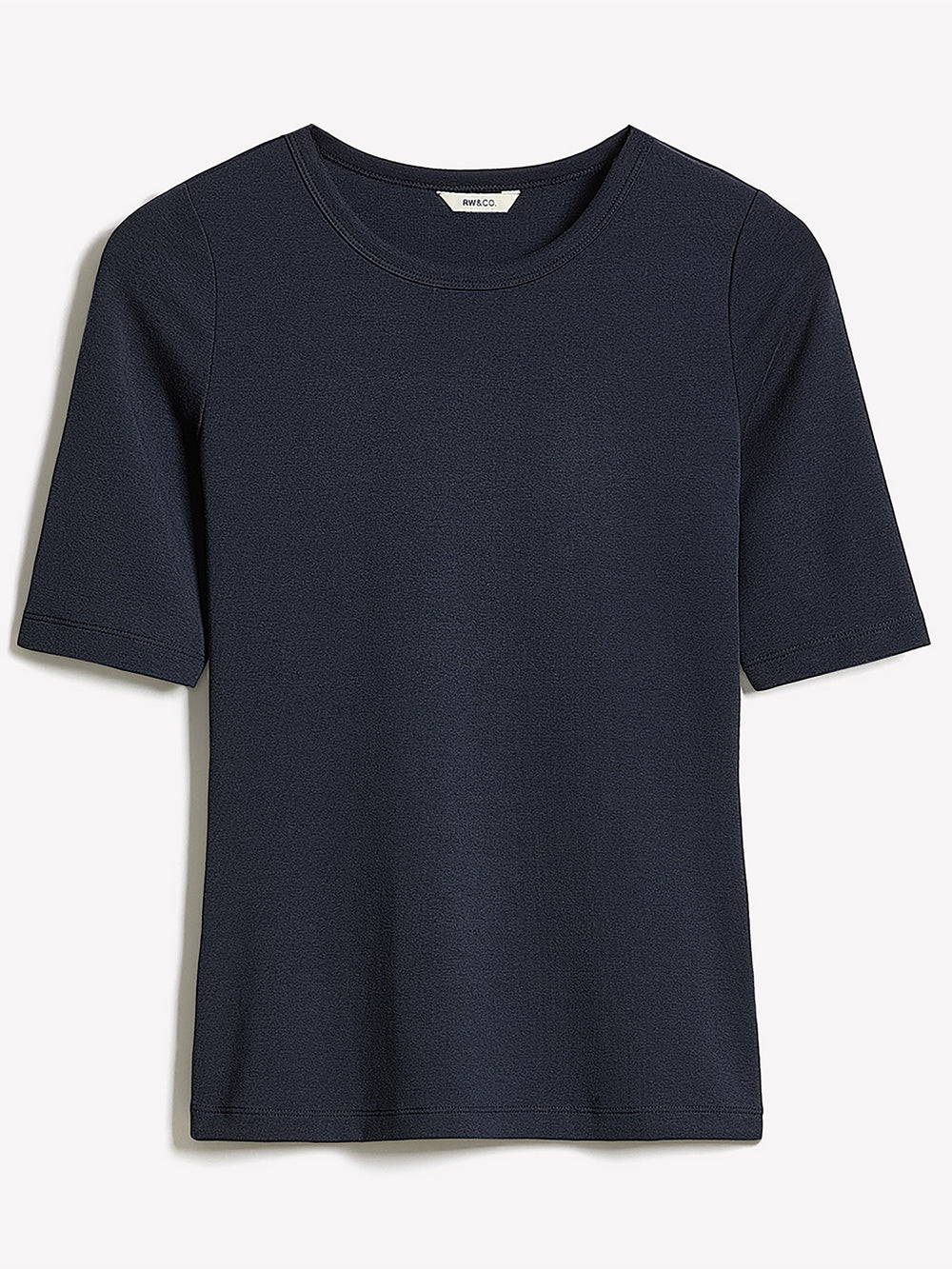 Elbow-Sleeve Crew-Neck Fitted Tee rw&co Special Promo Price