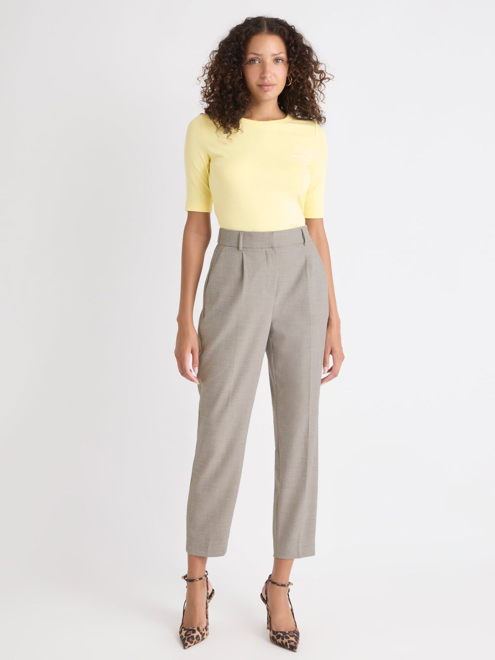 Elbow-Sleeve Crew-Neck Fitted Tee rw&co Special Promo Price