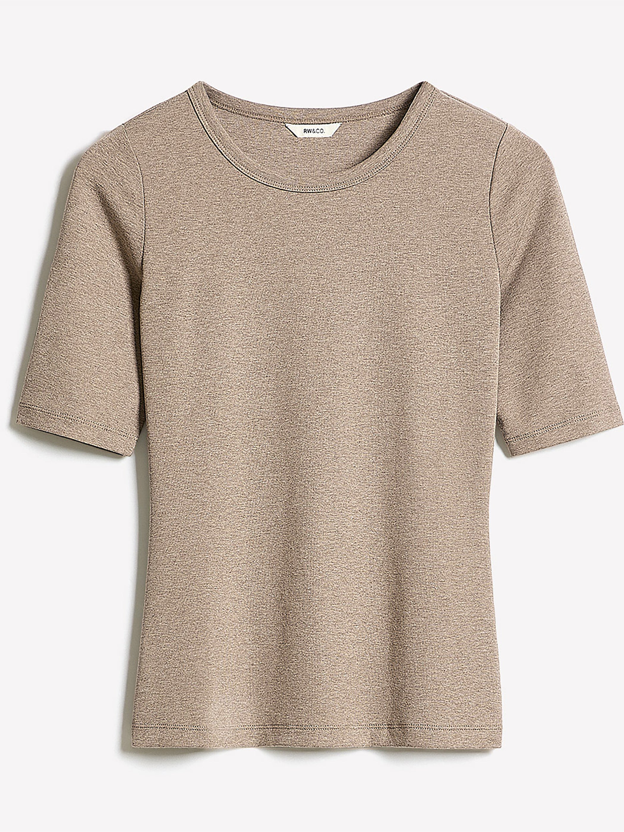 Elbow-Sleeve Crew-Neck Fitted Tee rw&co Special Promo Price