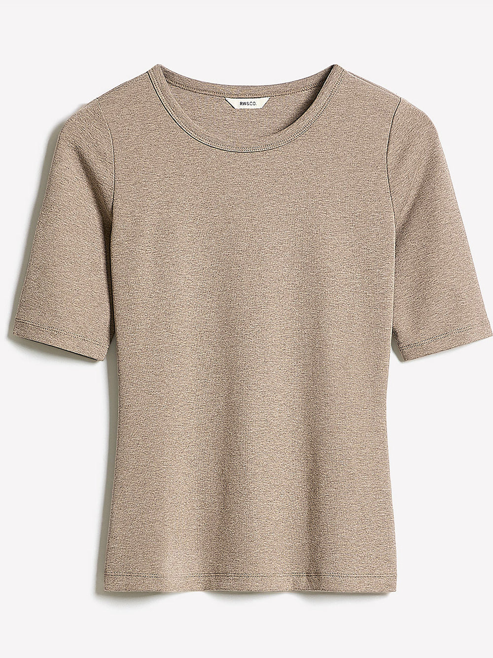 Elbow-Sleeve Crew-Neck Fitted Tee rw&co Special Promo Price