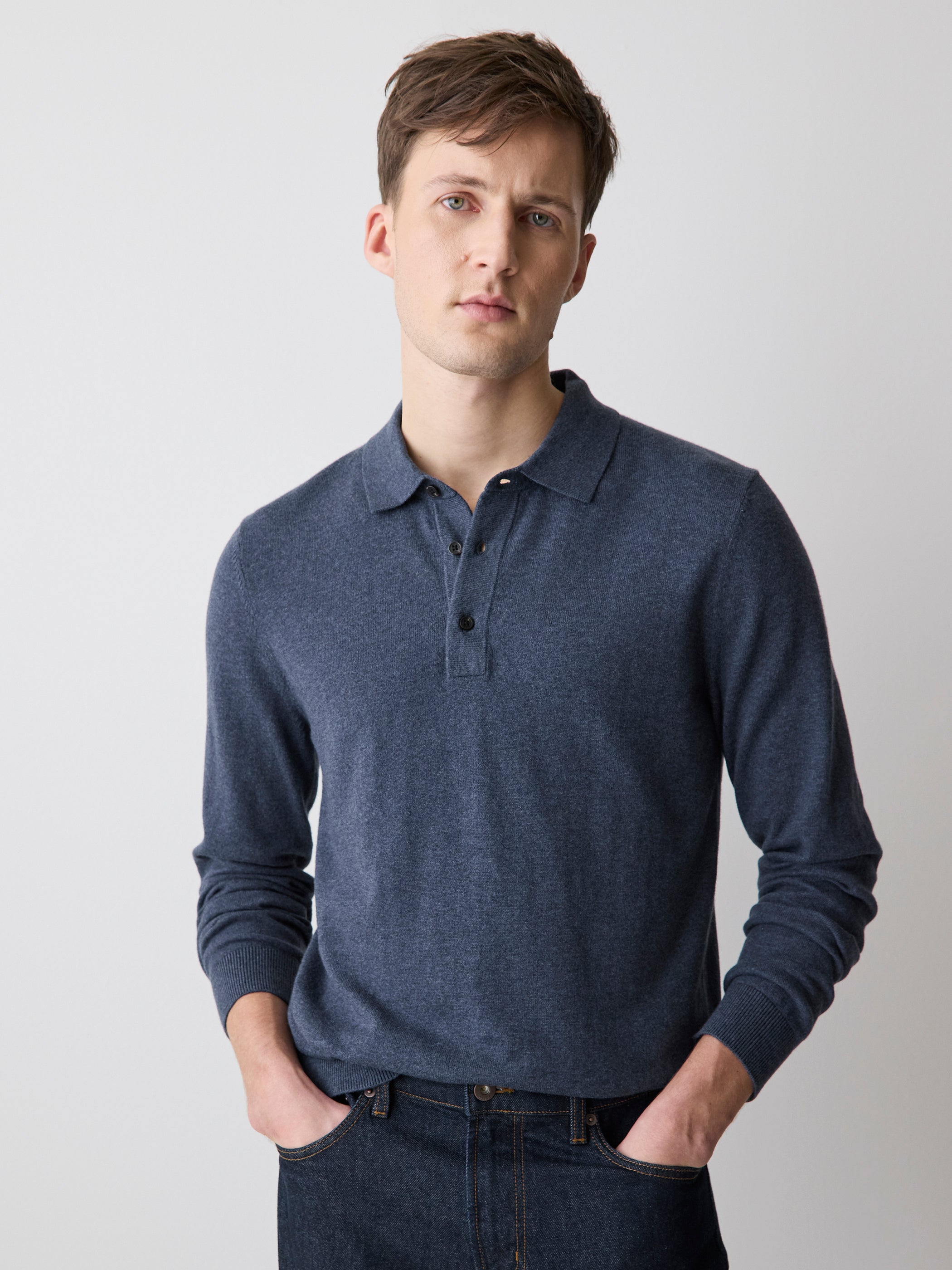 Long-Sleeve Polo Sweater rw&co Special Promo Price
