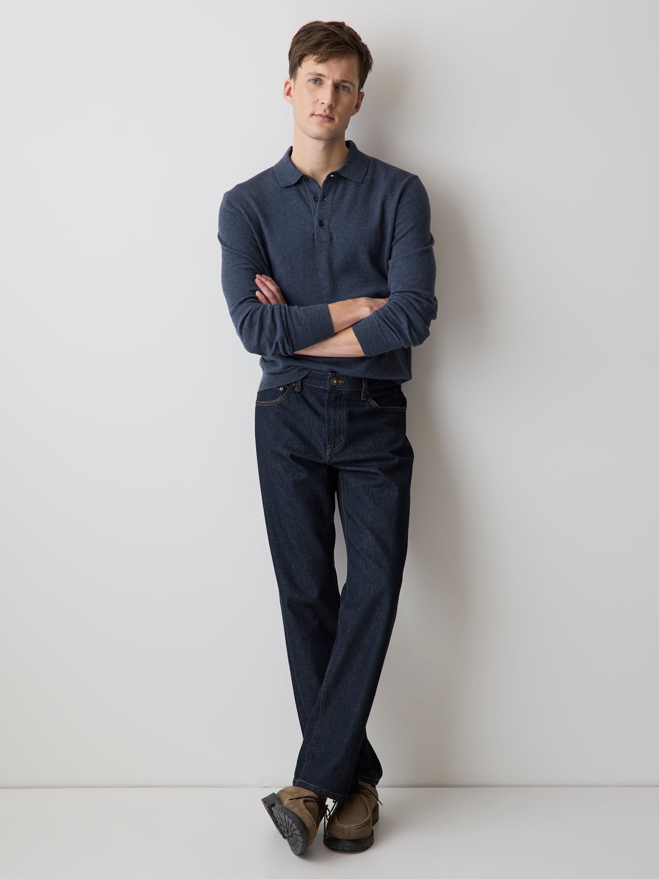 Long-Sleeve Polo Sweater rw&co Special Promo Price