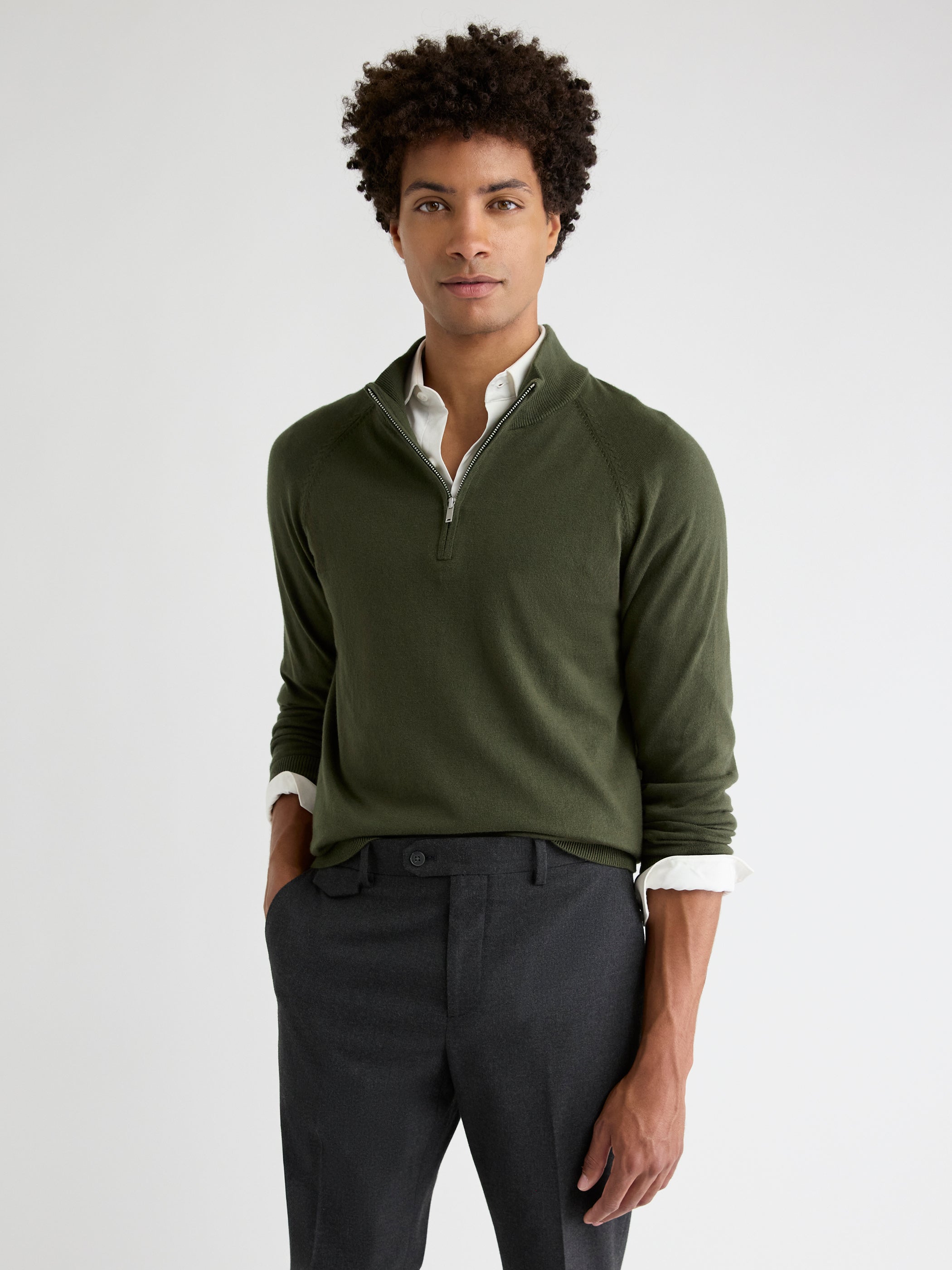 Long-Sleeve Quarter-Zip Mock-Neck Sweater rw&co Special Promo Price