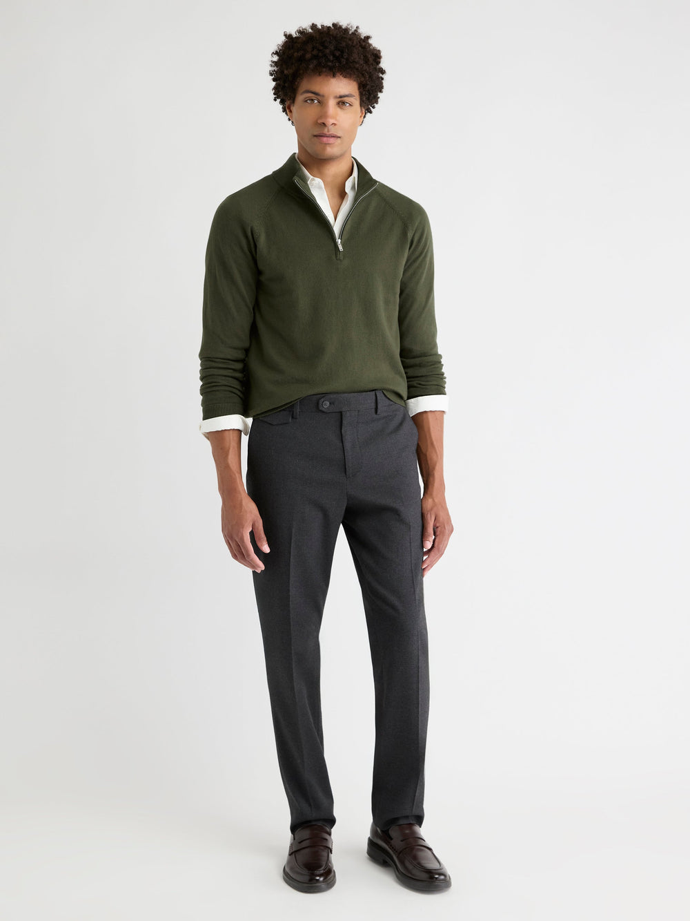Long-Sleeve Quarter-Zip Mock-Neck Sweater rw&co Special Promo Price