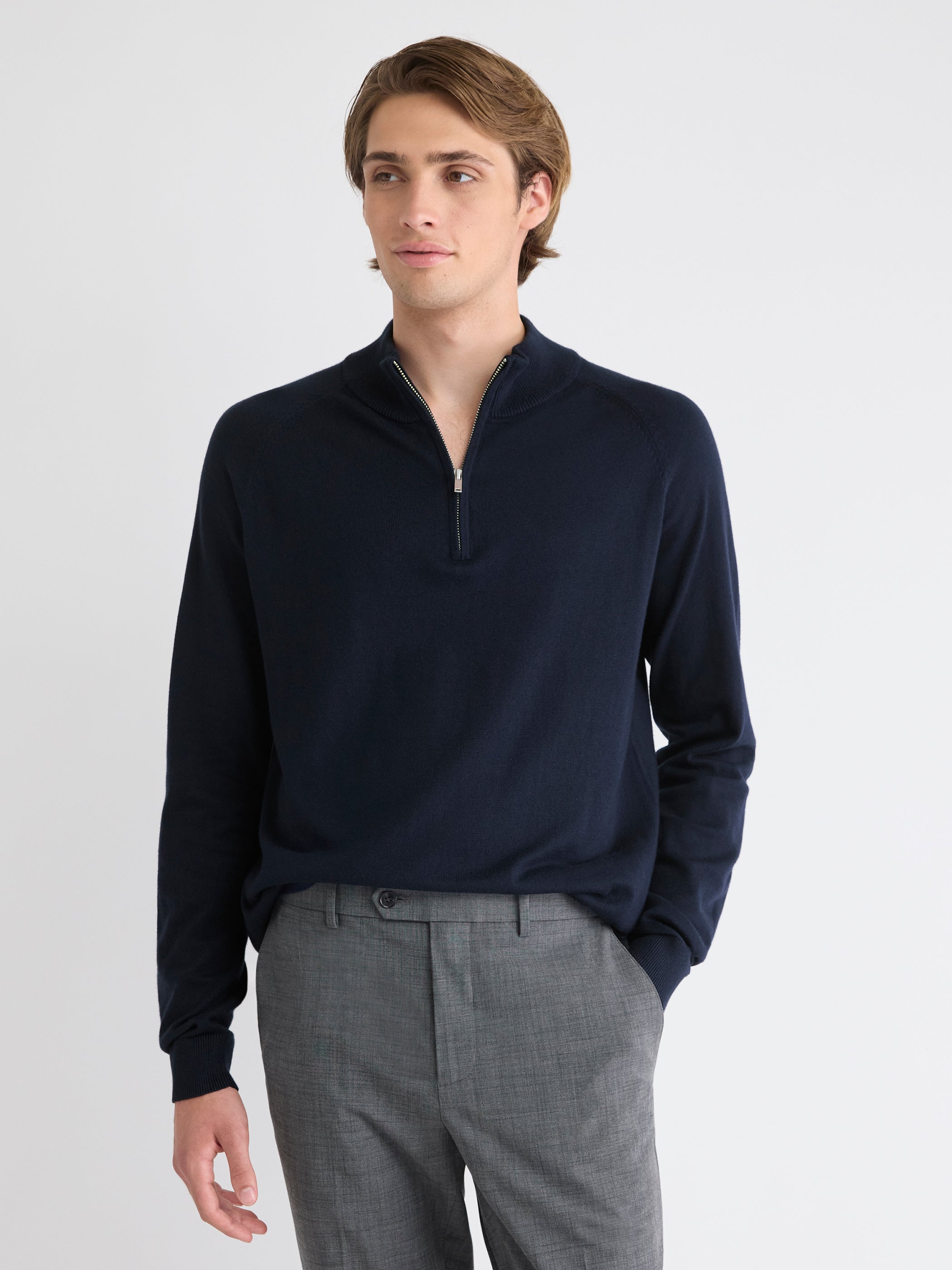 Long-Sleeve Quarter-Zip Mock-Neck Sweater rw&co Special Promo Price
