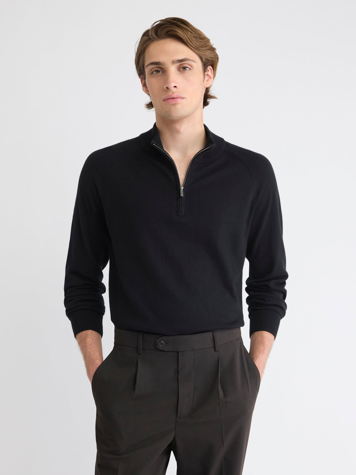 Long-Sleeve Quarter-Zip Mock-Neck Sweater rw&co Special Promo Price