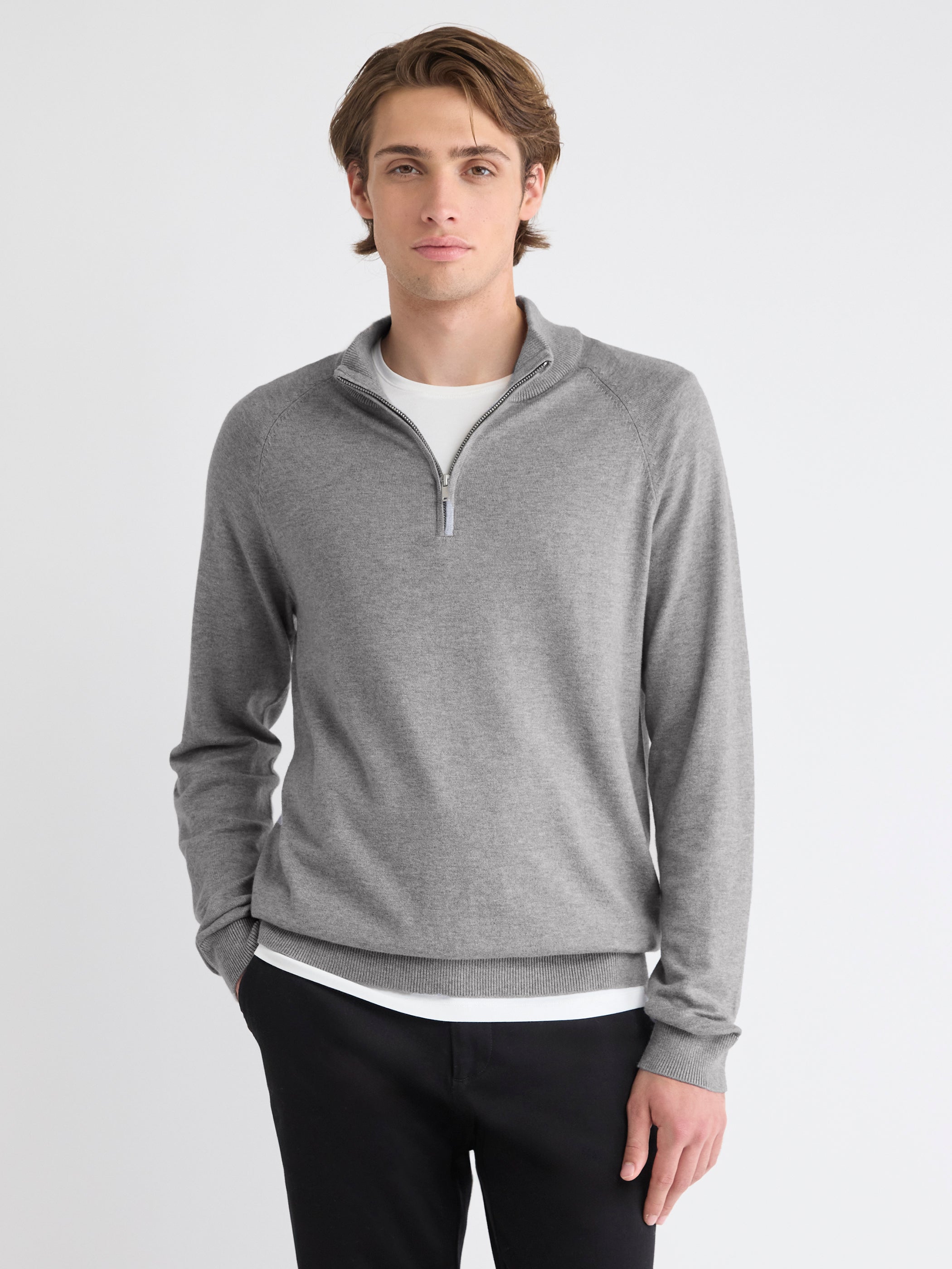 Long-Sleeve Quarter-Zip Mock-Neck Sweater rw&co Special Promo Price