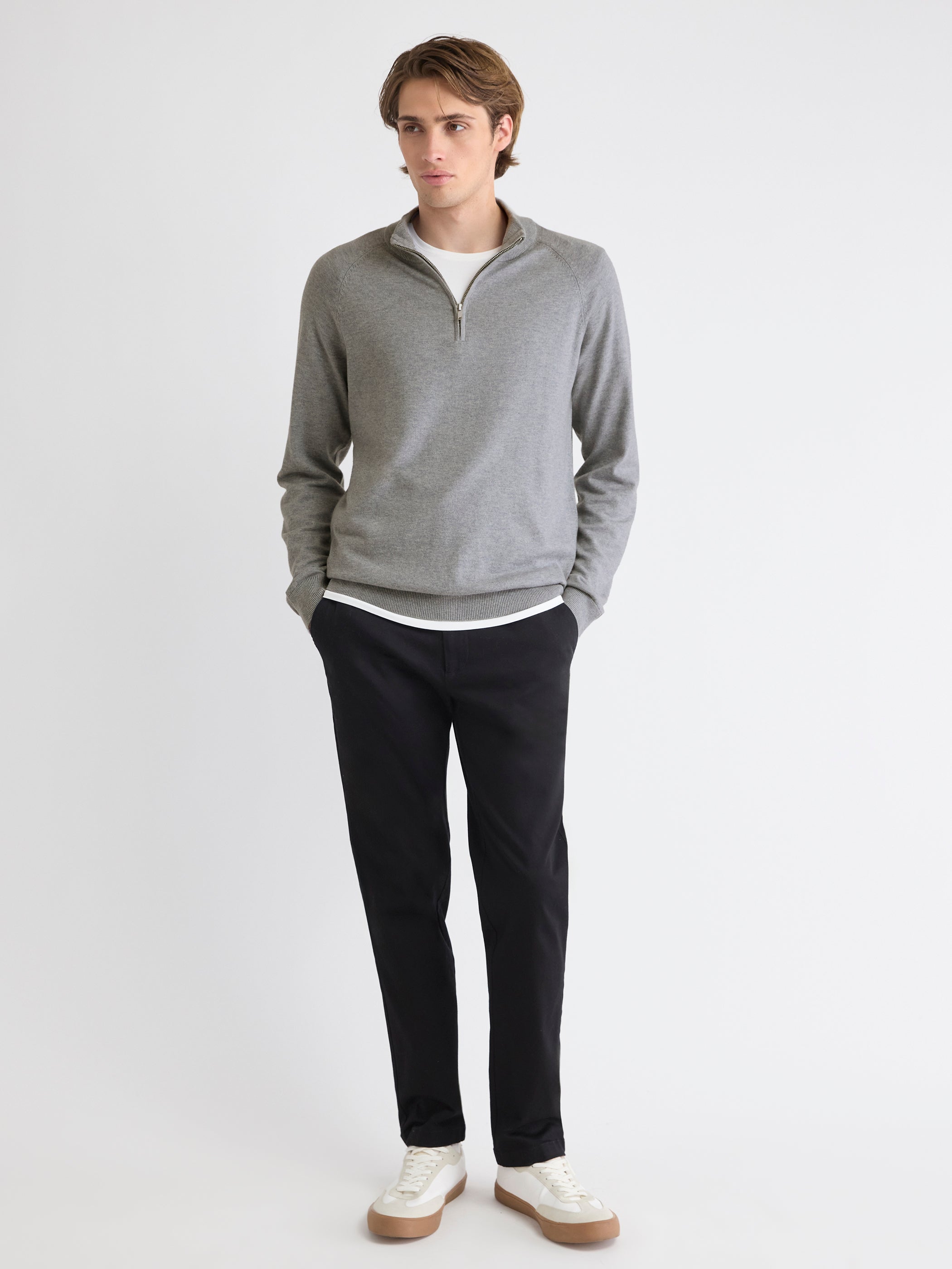 Long-Sleeve Quarter-Zip Mock-Neck Sweater rw&co Special Promo Price