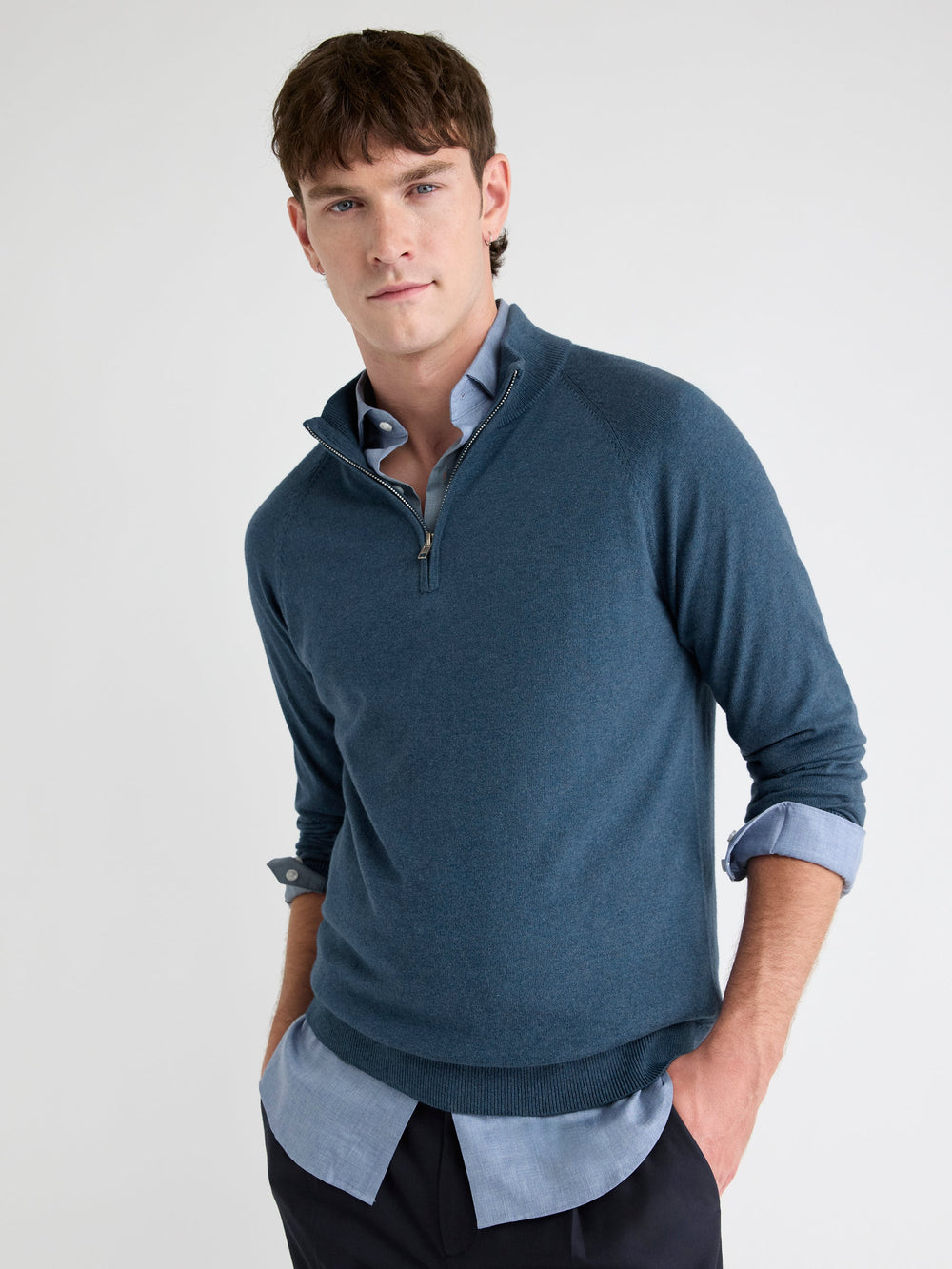 Long-Sleeve Quarter-Zip Mock-Neck Sweater rw&co Special Promo Price