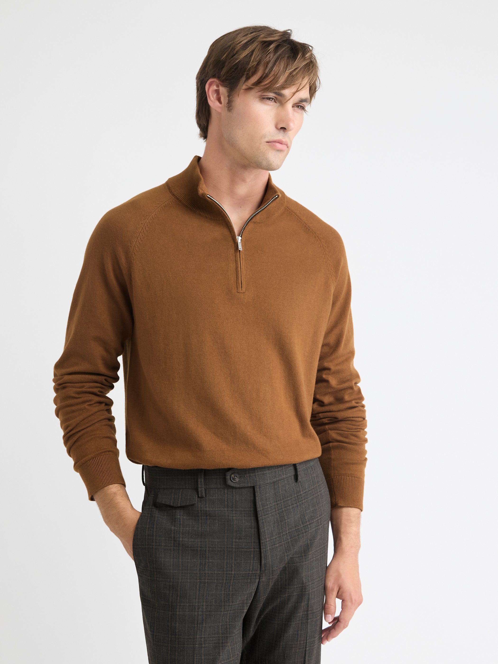 Long-Sleeve Quarter-Zip Mock-Neck Sweater rw&co Special Promo Price