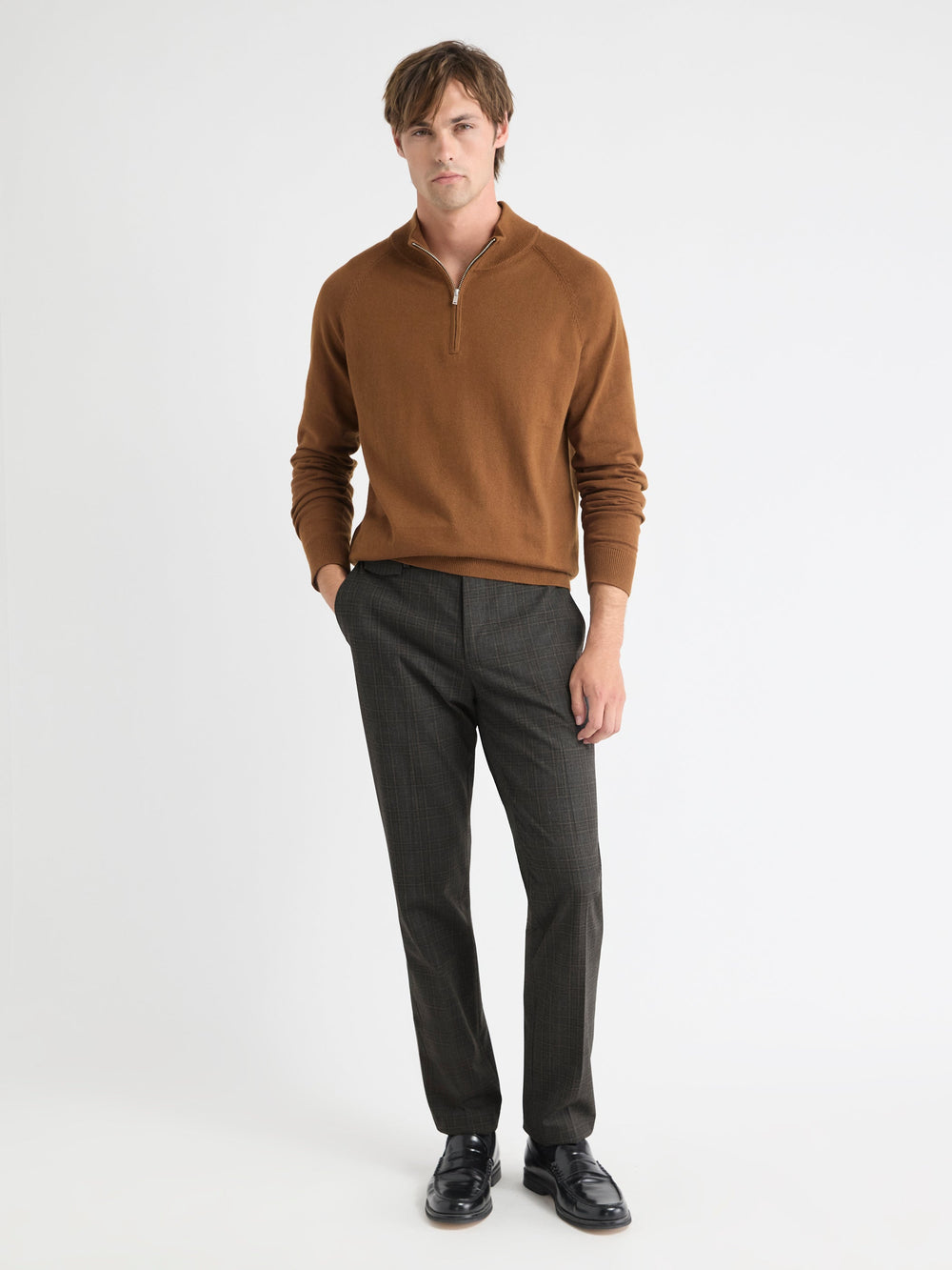 Long-Sleeve Quarter-Zip Mock-Neck Sweater rw&co Special Promo Price
