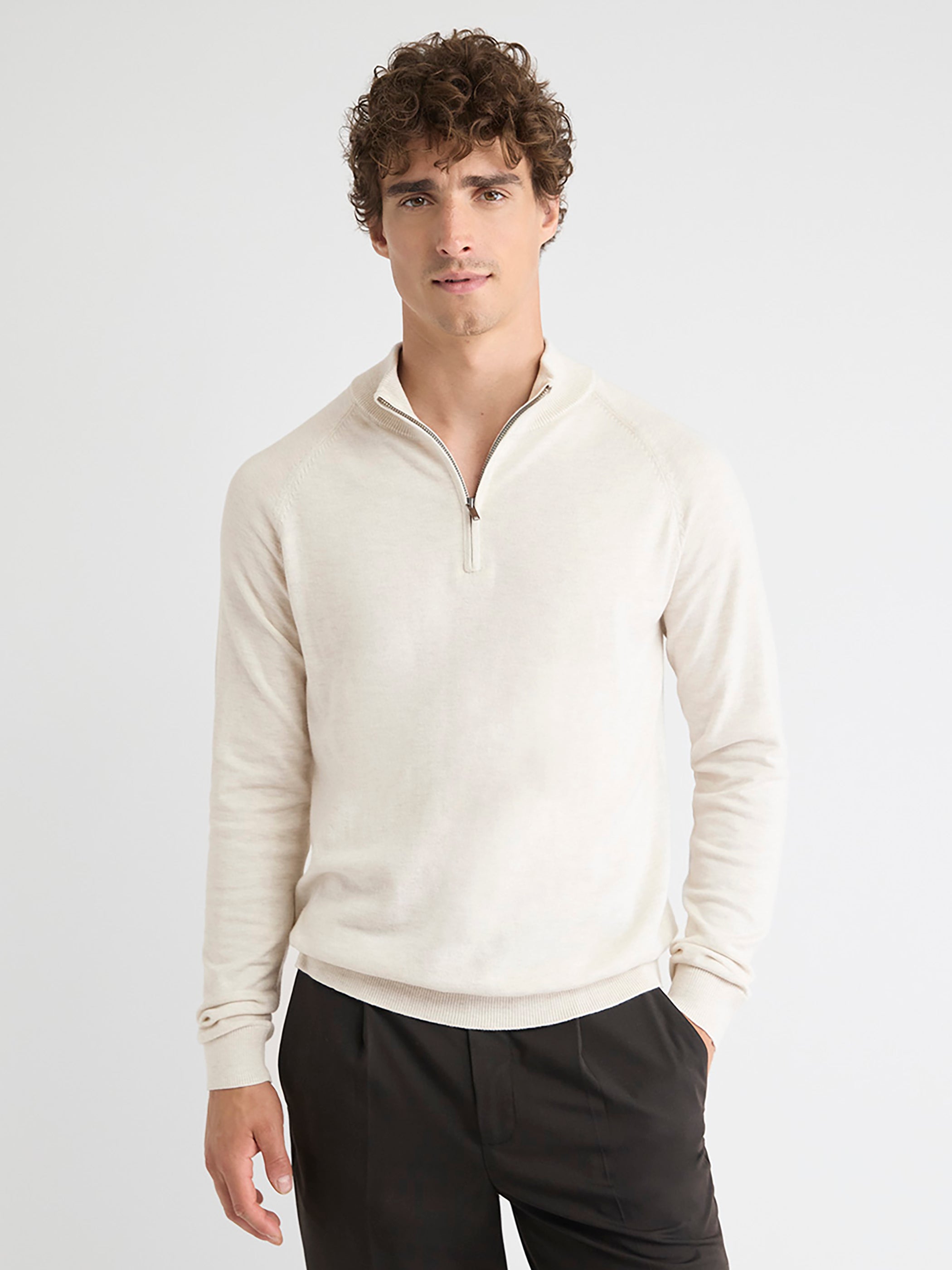 Long-Sleeve Quarter-Zip Mock-Neck Sweater rw&co Special Promo Price