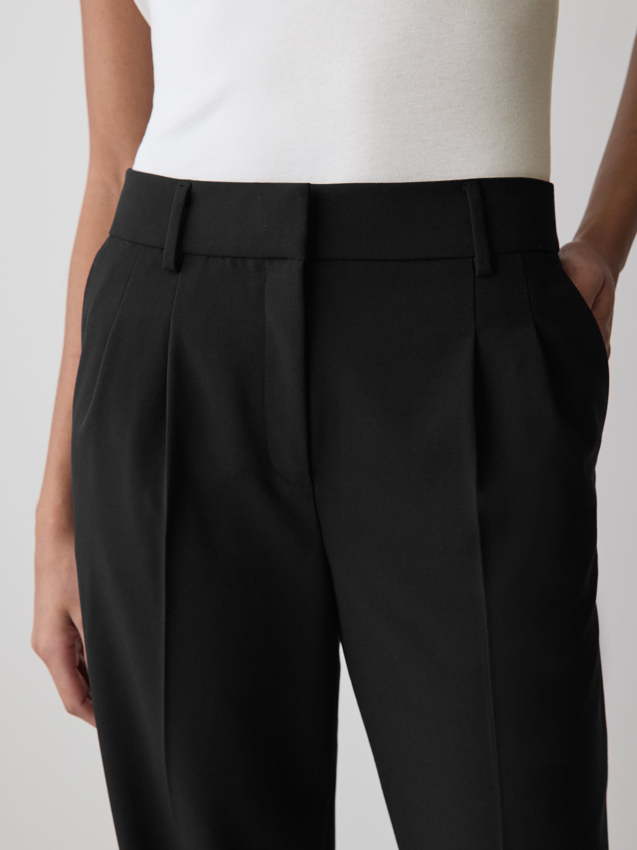 Black High-Rise Wide-Leg Pant rw&co Special Promo Price
