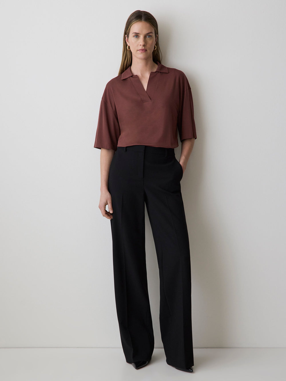 Mid-Rise Wide-Leg Heavy Twill Pant rw&co Special Offer
