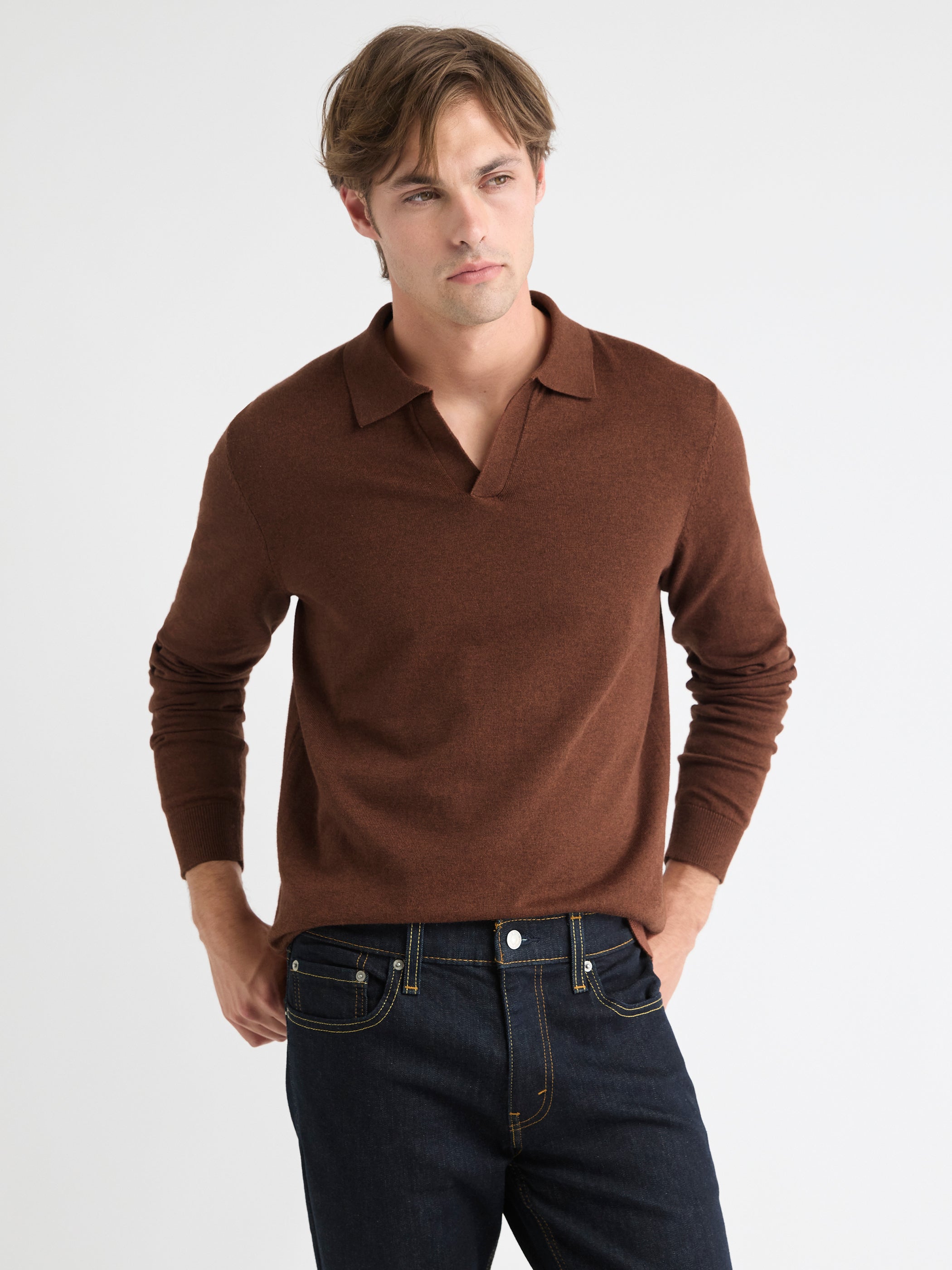 Long-Sleeve Sweater with Johnny Collar rw&co Special Offer