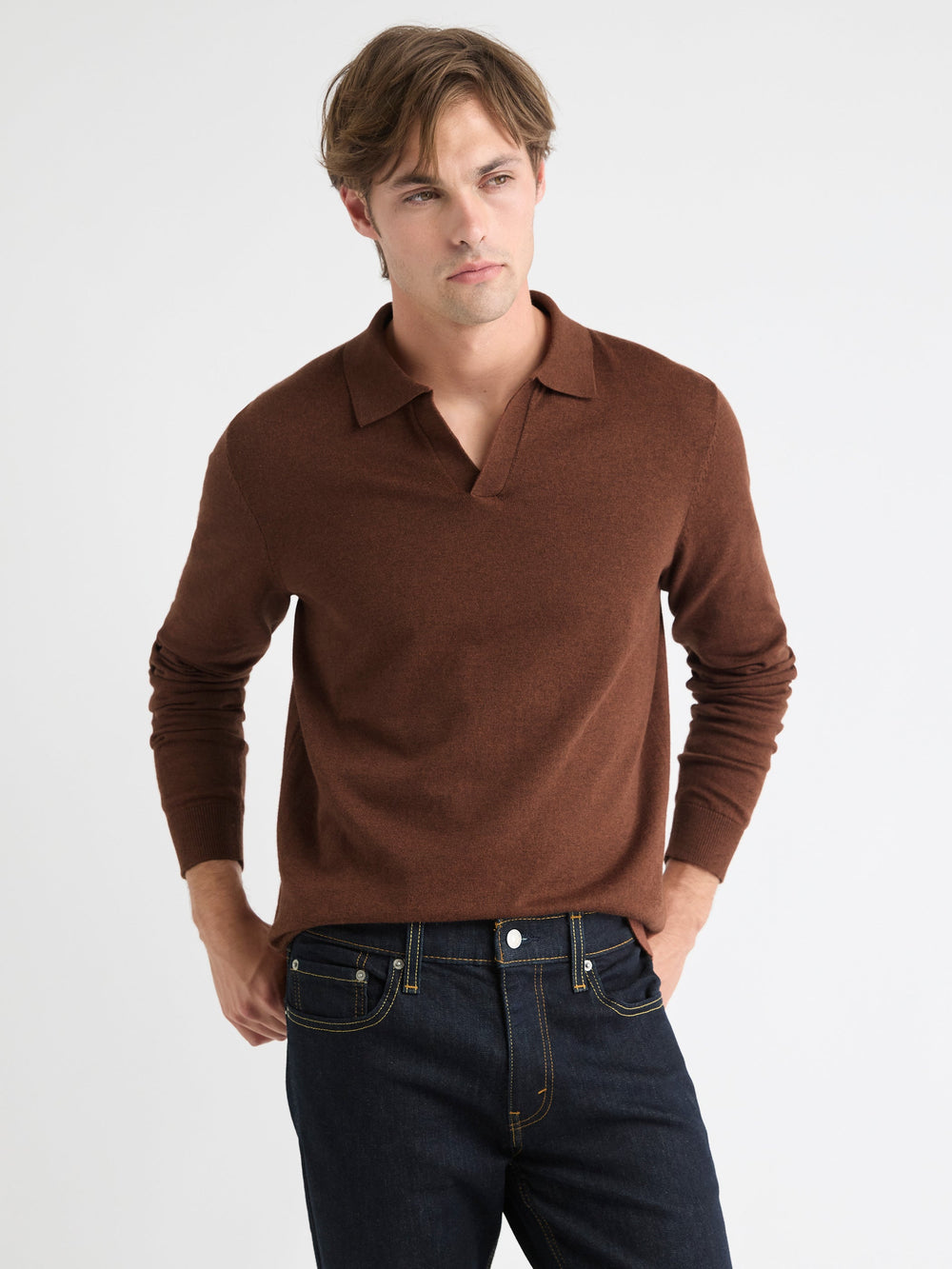 Long-Sleeve Sweater with Johnny Collar rw&co Special Offer