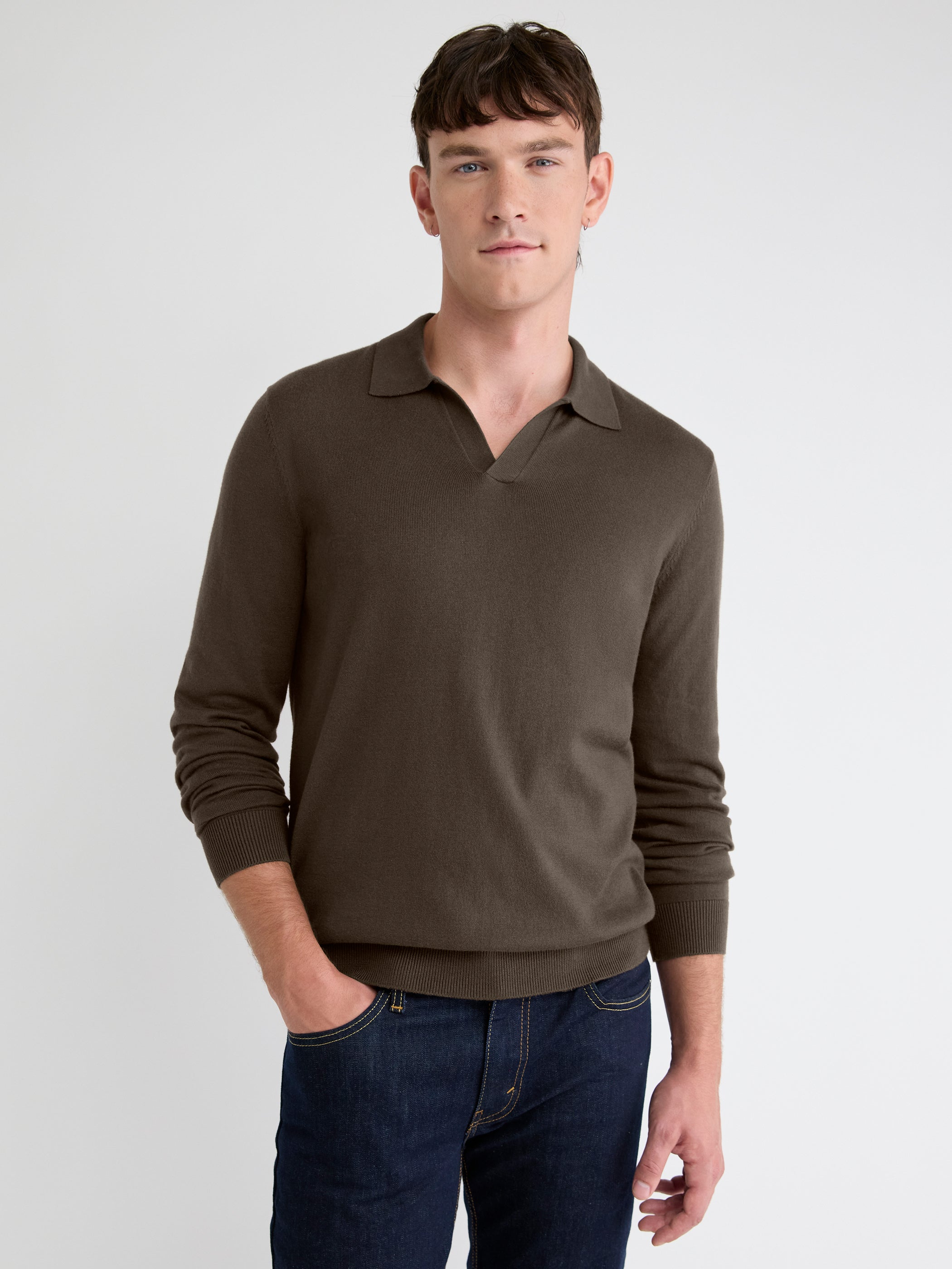 Long-Sleeve Sweater with Johnny Collar rw&co Special Offer