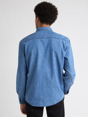 Long-Sleeve Denim Shirt with Chest Pocket rw&co Limited Time Discount