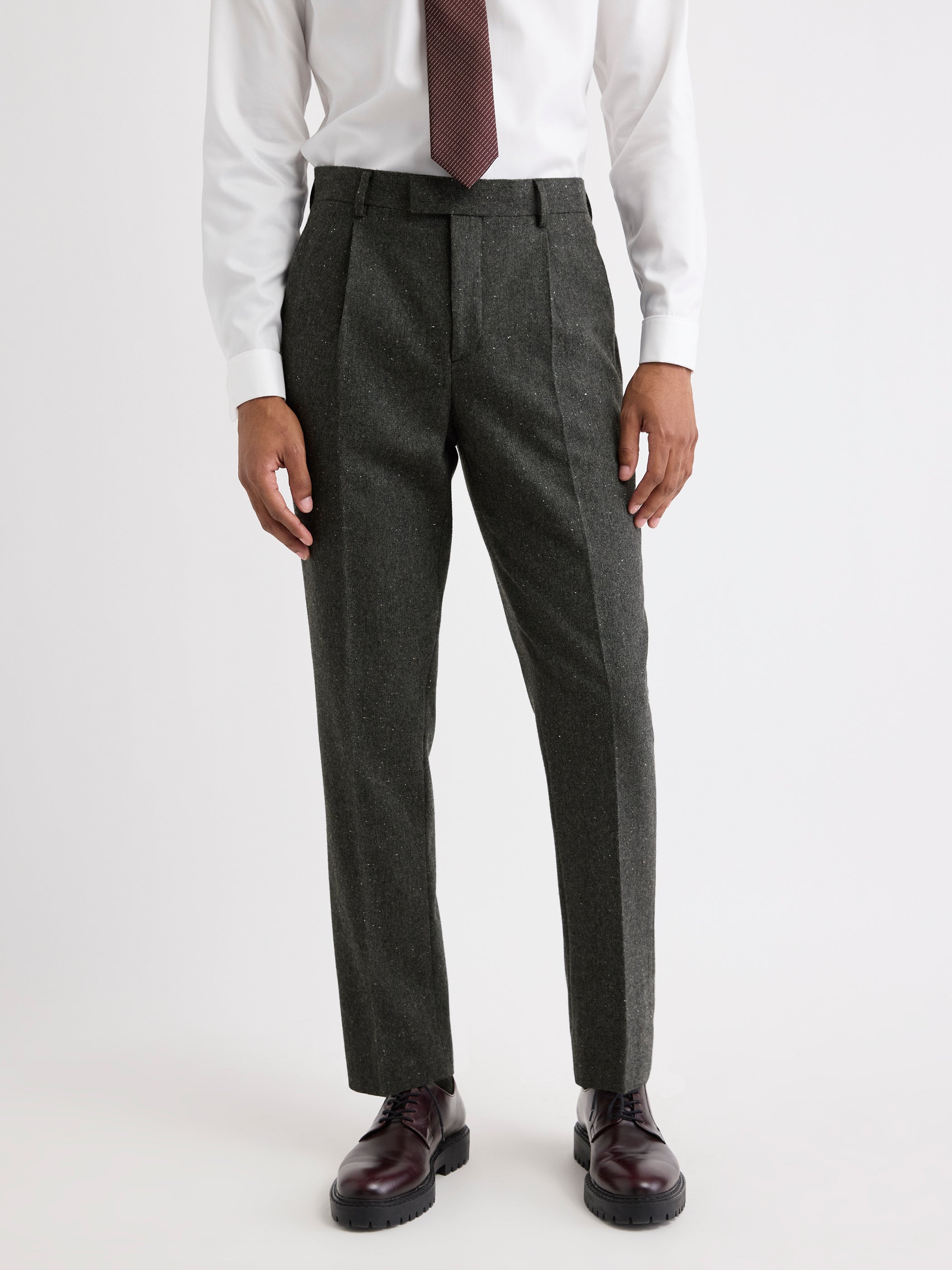 Pleated Tapered-Leg Tweed Suit Pant rw&co Limited Time Discount