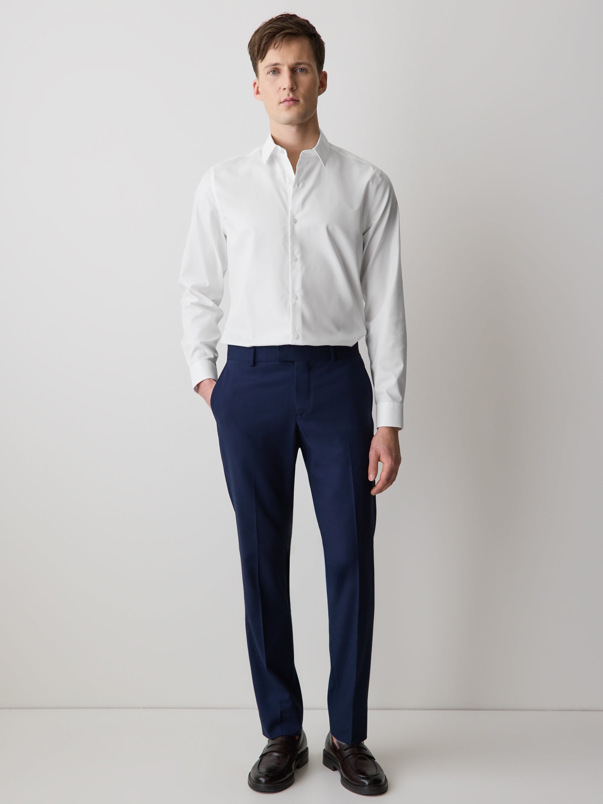 Tailored Fit Solid Twill Dress Shirt rw&co Special Promo Price