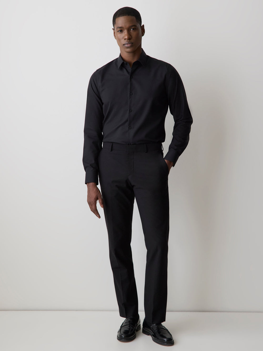 Tailored Fit Solid Twill Dress Shirt rw&co Special Promo Price