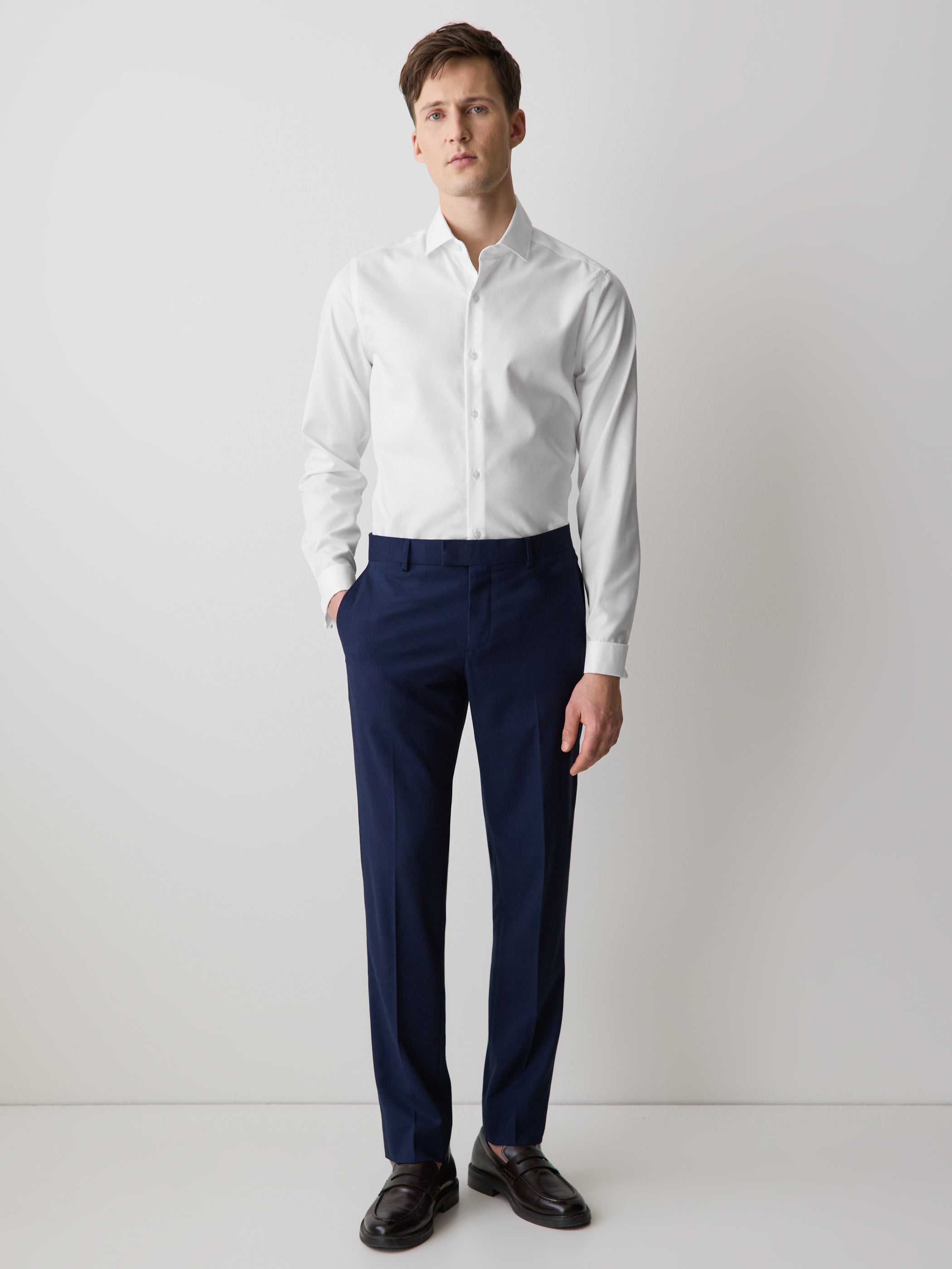 Slim Fit White Supima (R) Twill Dress Shirt rw&co On Sale