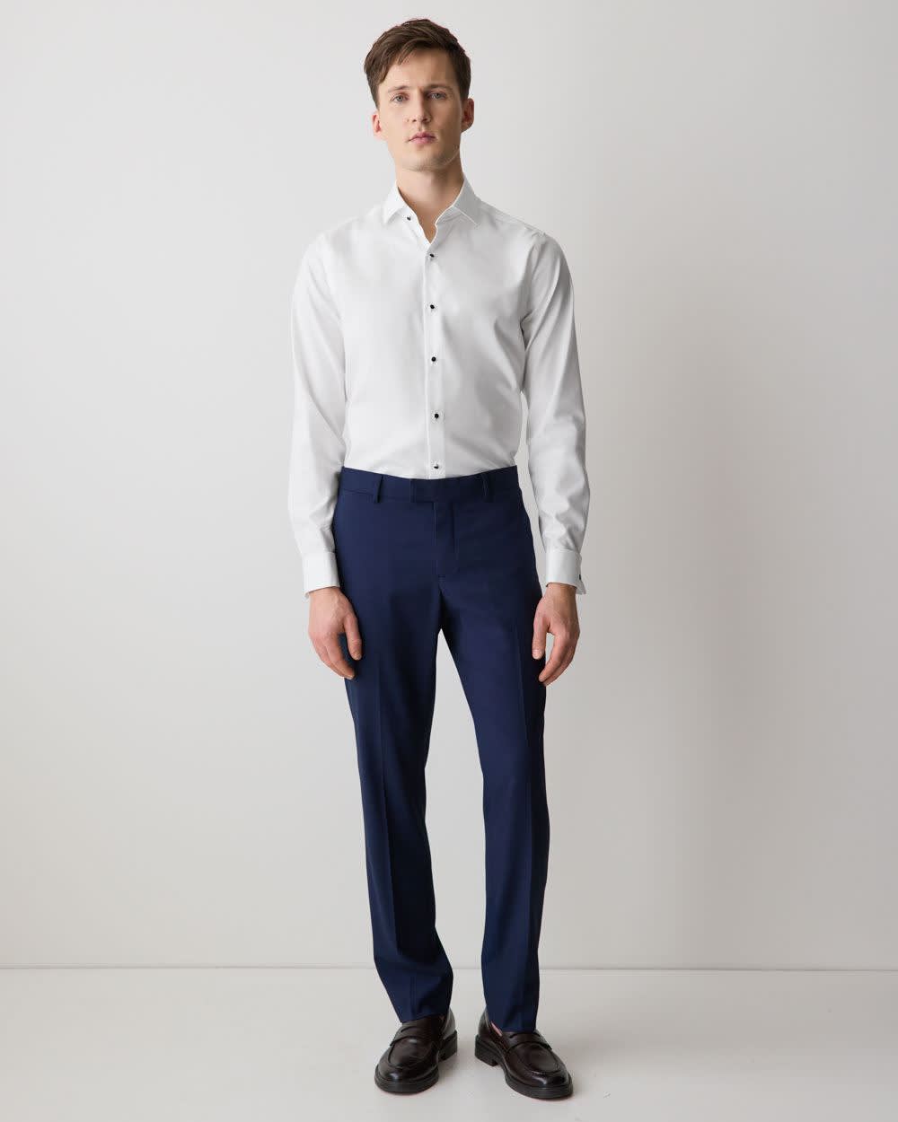 White Tailored Fit Tuxedo Shirt with French Cuffs rw&co Special Offer