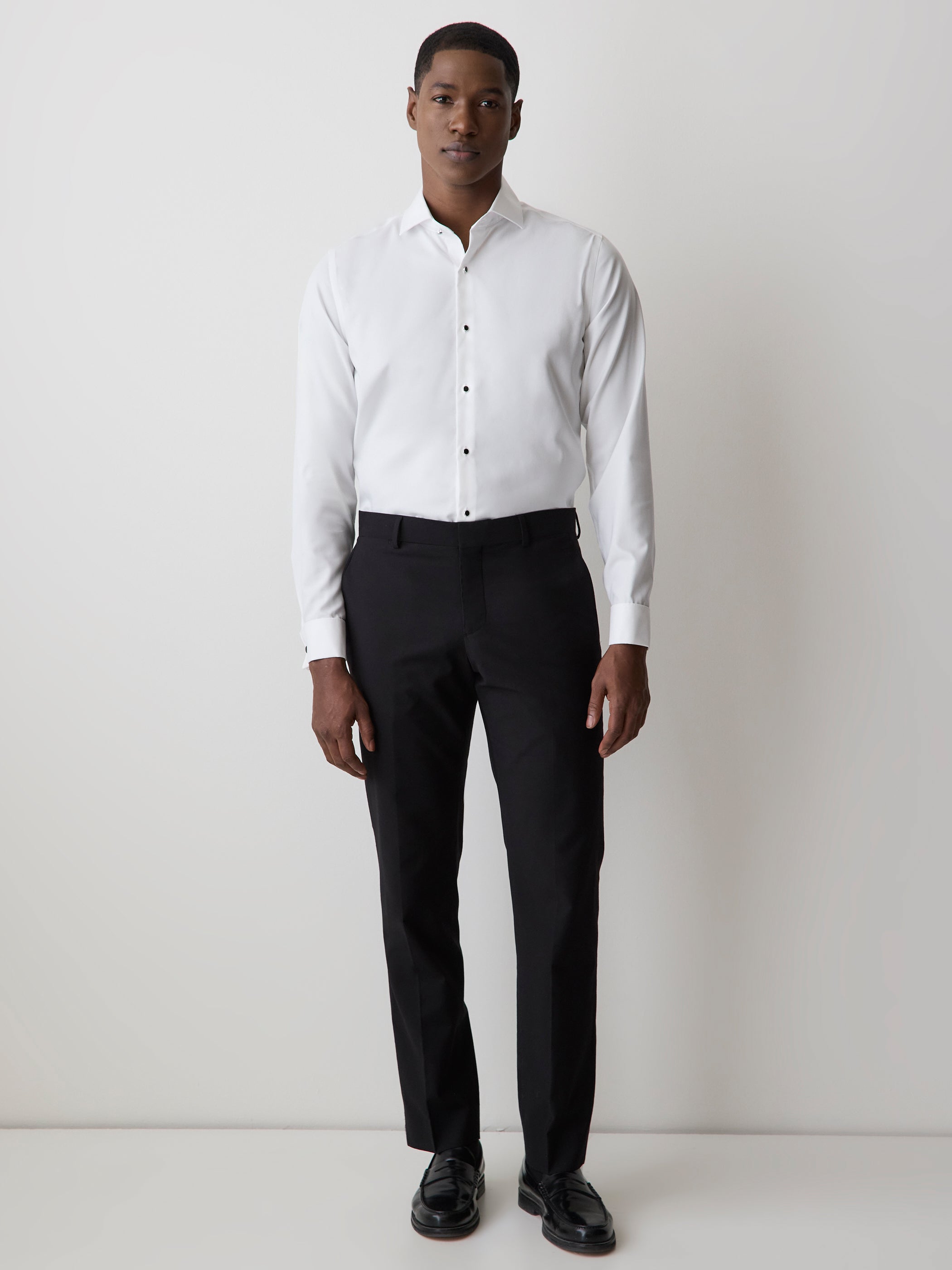 White Tailored Fit Tuxedo Shirt with French Cuffs rw&co Special Offer