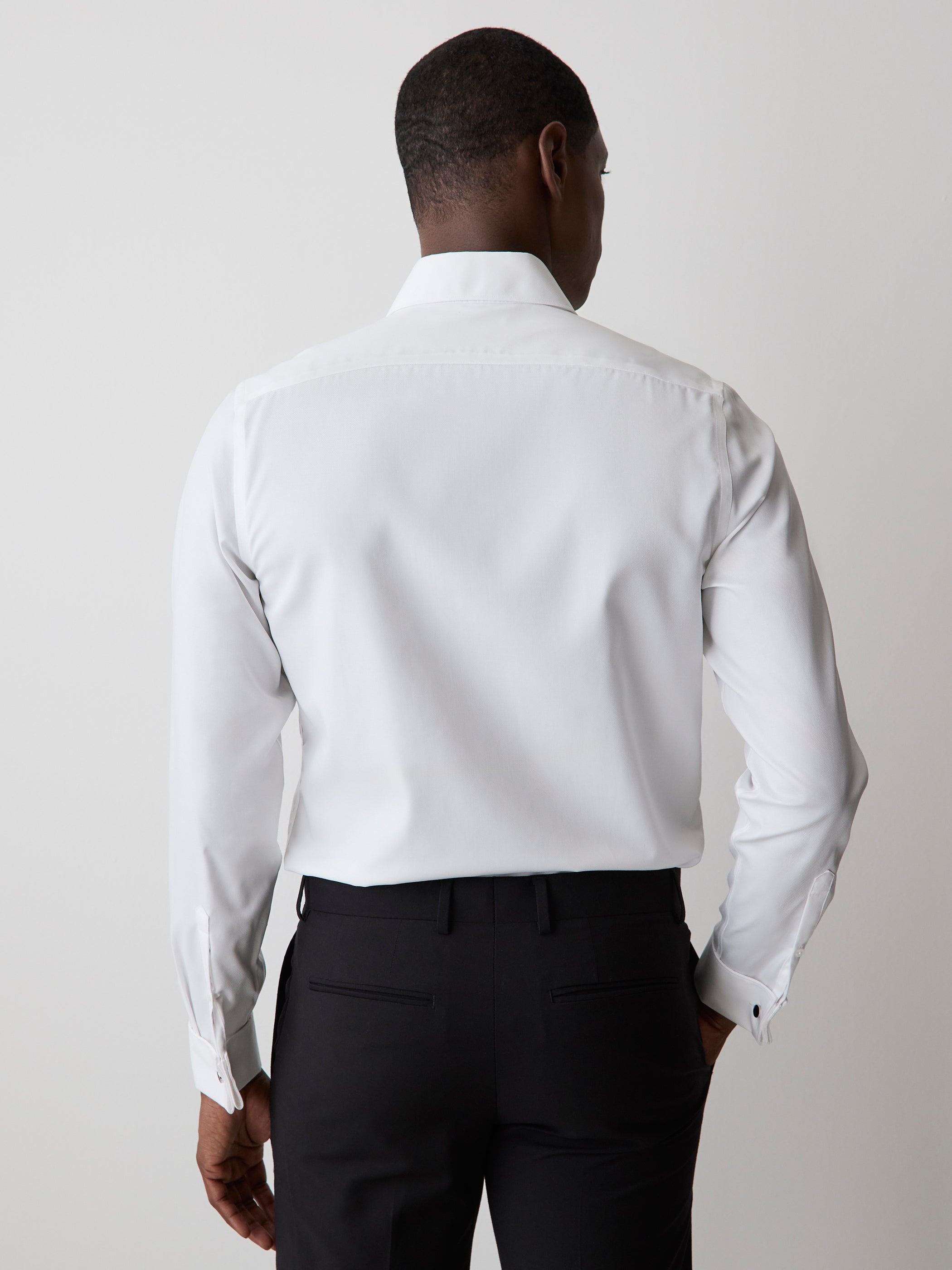 White Tailored Fit Tuxedo Shirt with French Cuffs rw&co Special Offer