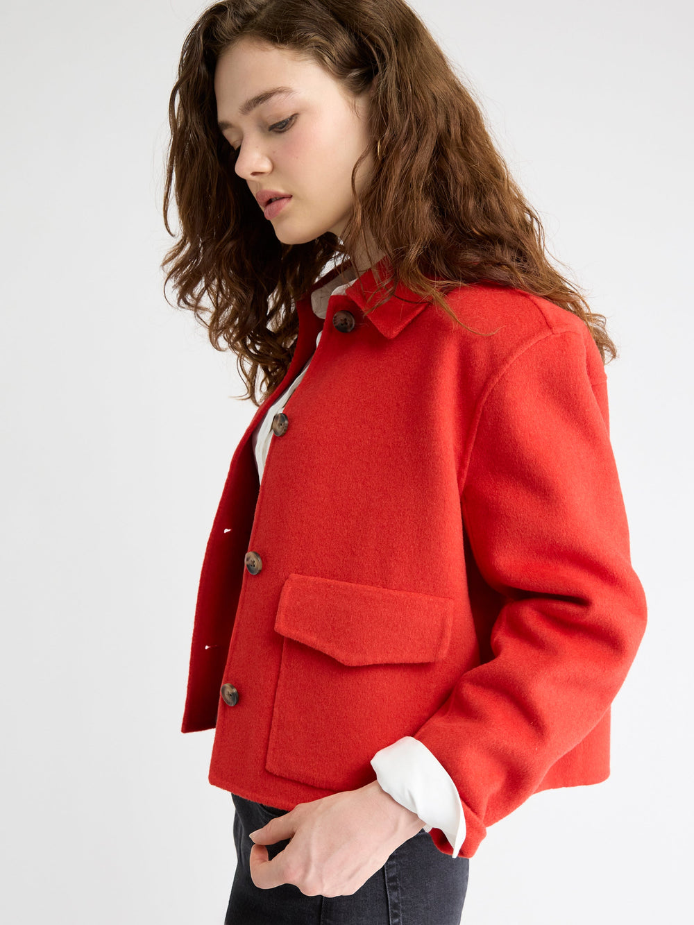Wool-Blend Double-Face Worker Jacket rw&co Special Promo Price