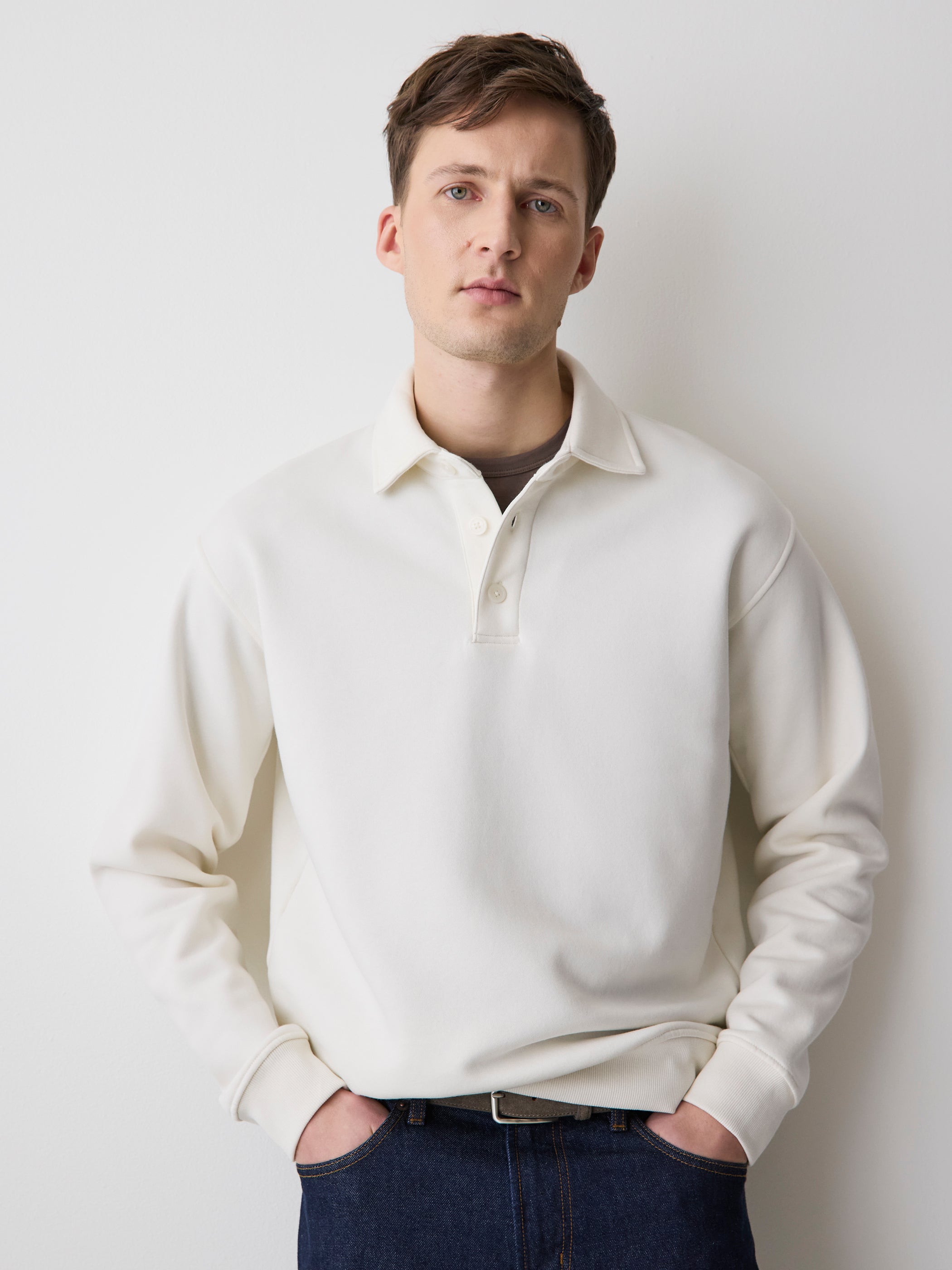 Fleece Long-Sleeve Polo rw&co Exclusive Sale Price