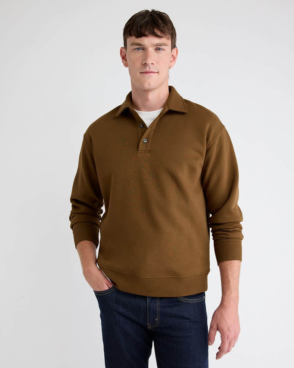 Fleece Long-Sleeve Polo rw&co Exclusive Sale Price