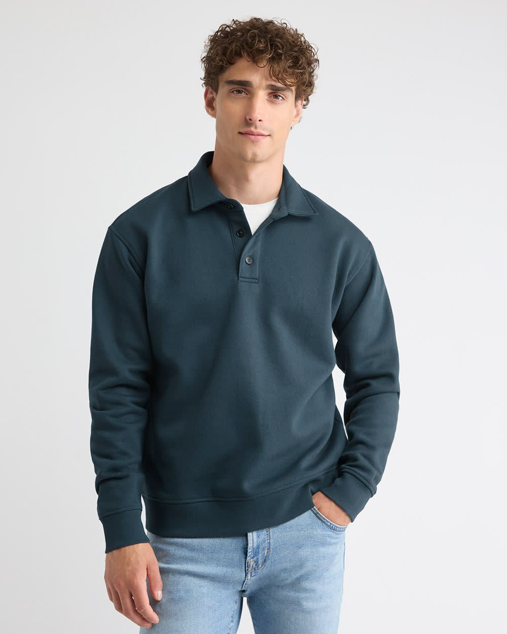 Fleece Long-Sleeve Polo rw&co Exclusive Sale Price