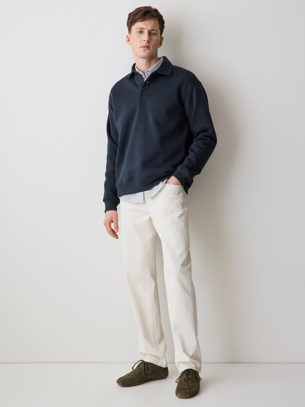 Fleece Long-Sleeve Polo rw&co Exclusive Sale Price