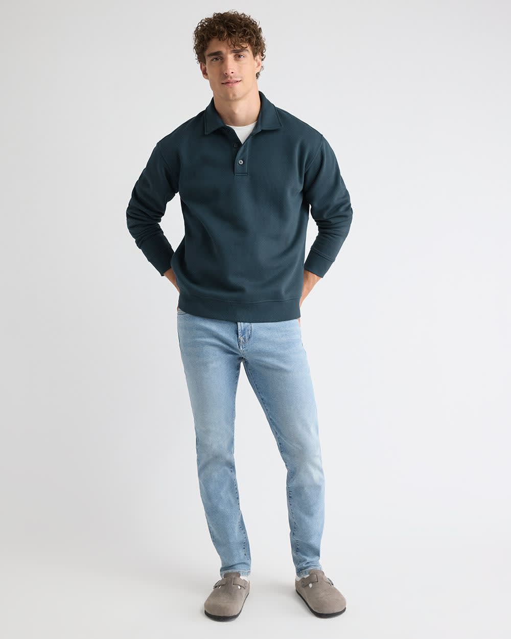 Fleece Long-Sleeve Polo rw&co Exclusive Sale Price