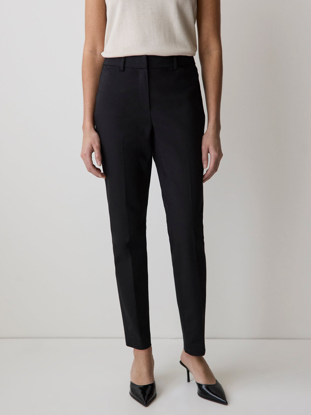 Limitless Black Mid-Rise Slim-Leg Curvy Ankle Pant rw&co On Sale