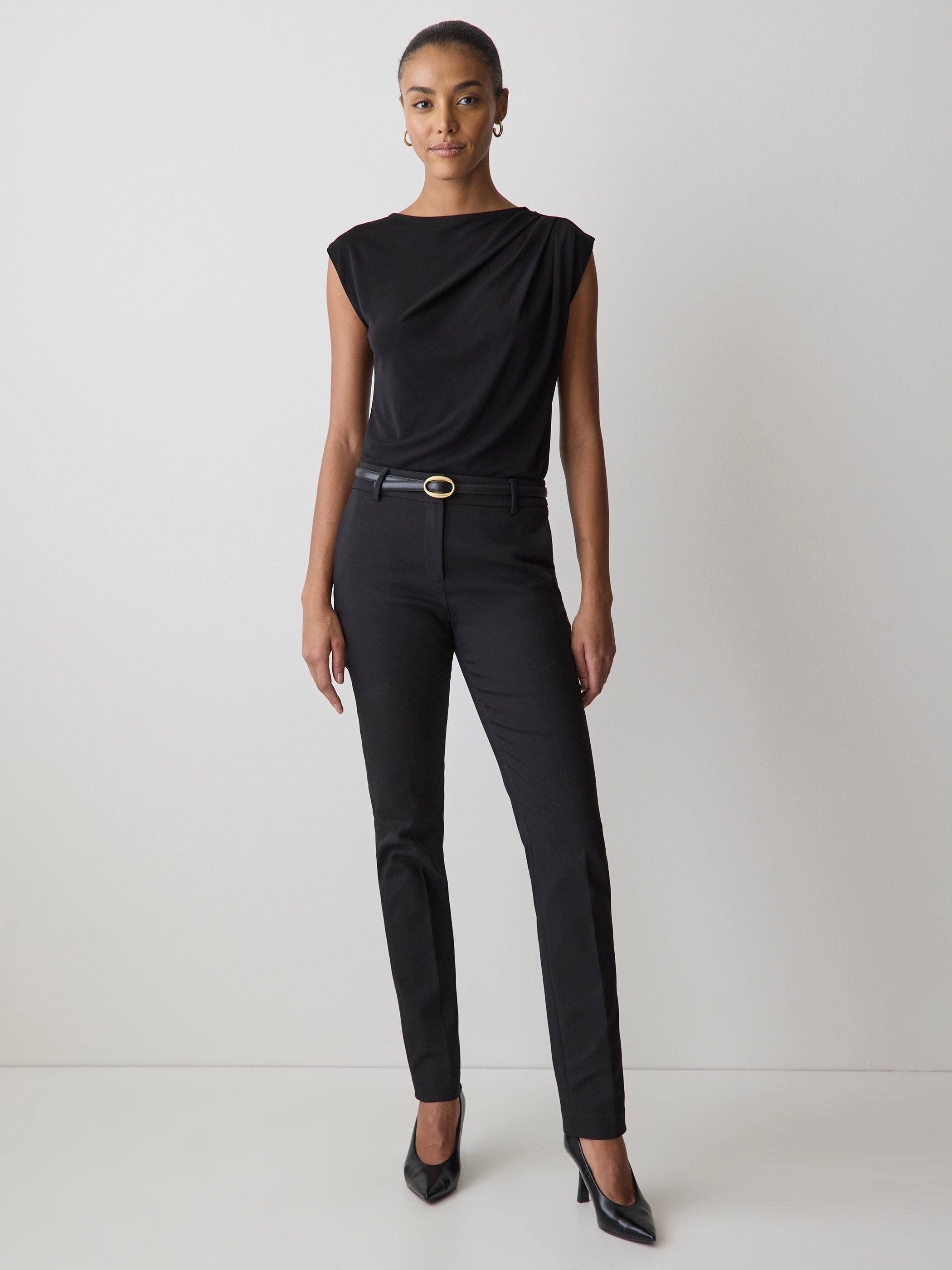 Limitless Black Mid-Rise Long Slim-Leg Signature Fit Pant rw&co Special Promo Price