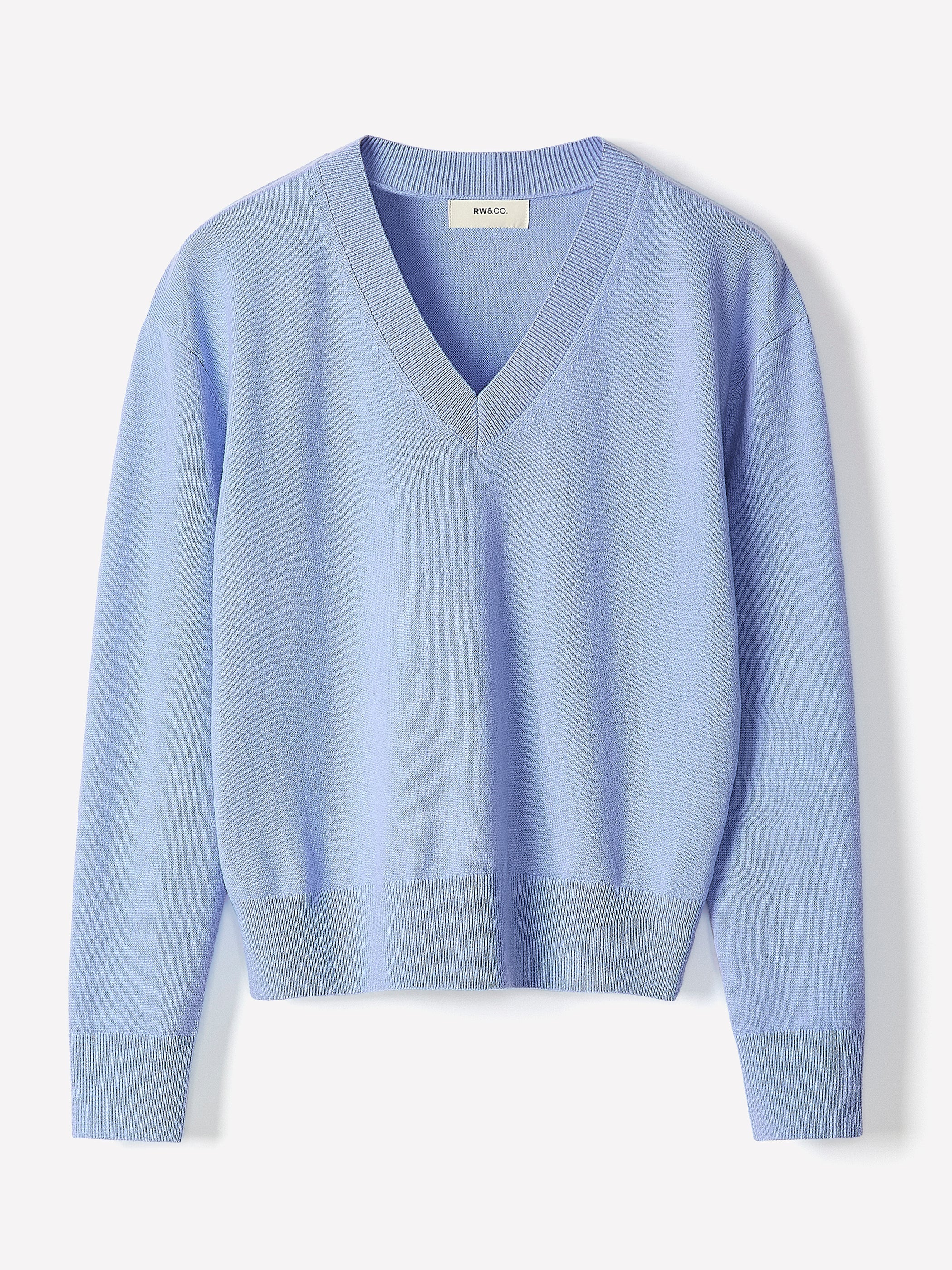 Merino Wool V-Neck Drop Shoulder Sweater rw&co Exclusive Sale Price