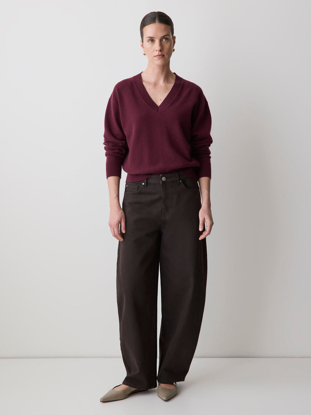 Merino Wool V-Neck Drop Shoulder Sweater rw&co Exclusive Sale Price
