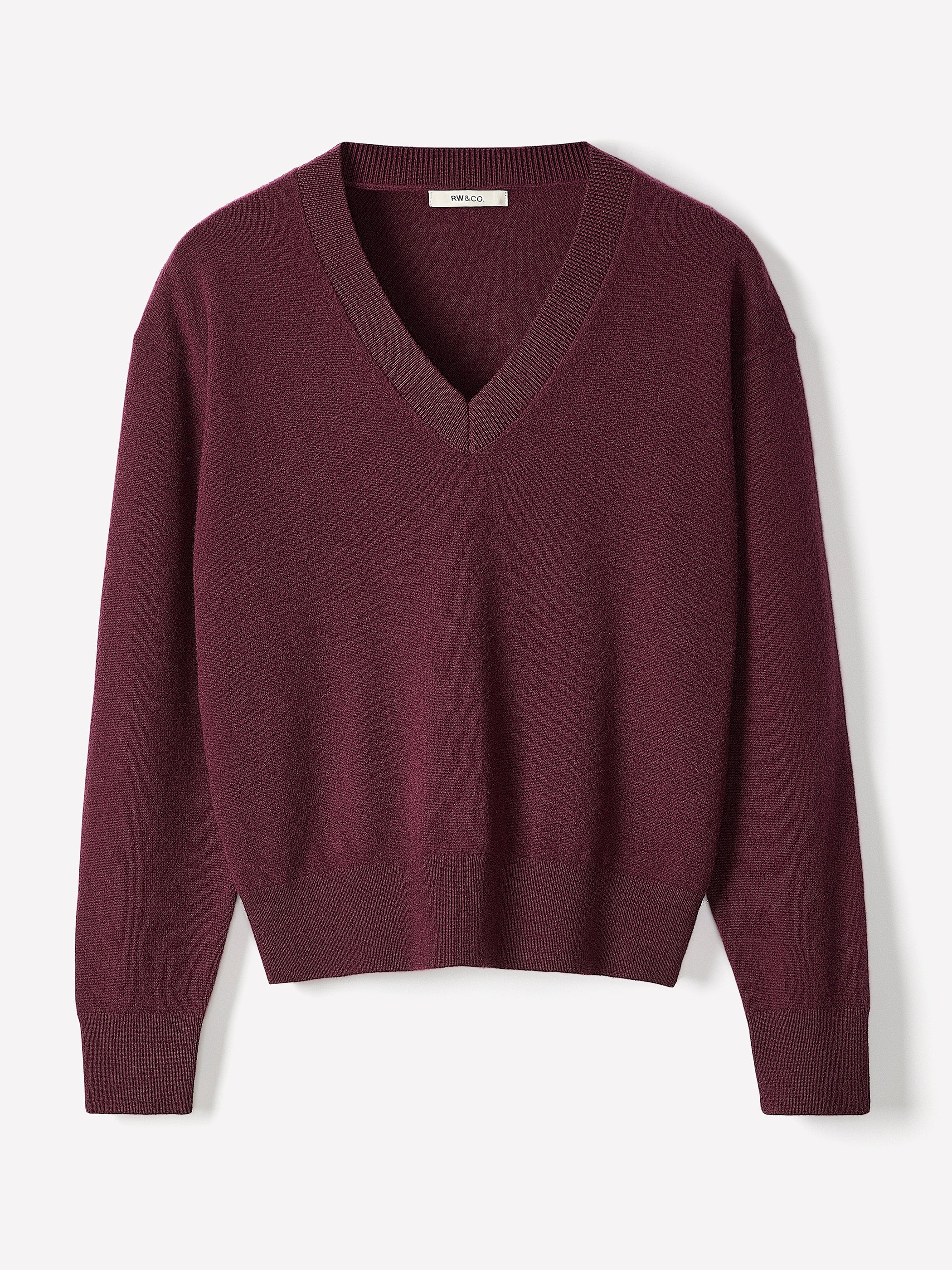 Merino Wool V-Neck Drop Shoulder Sweater rw&co Exclusive Sale Price