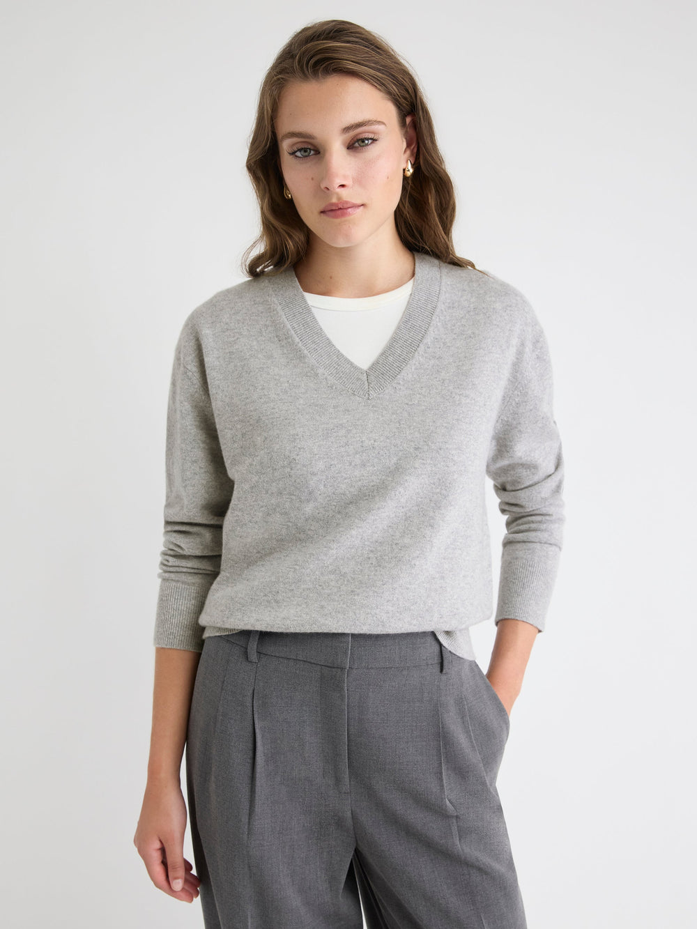 Merino Wool V-Neck Drop Shoulder Sweater rw&co Exclusive Sale Price