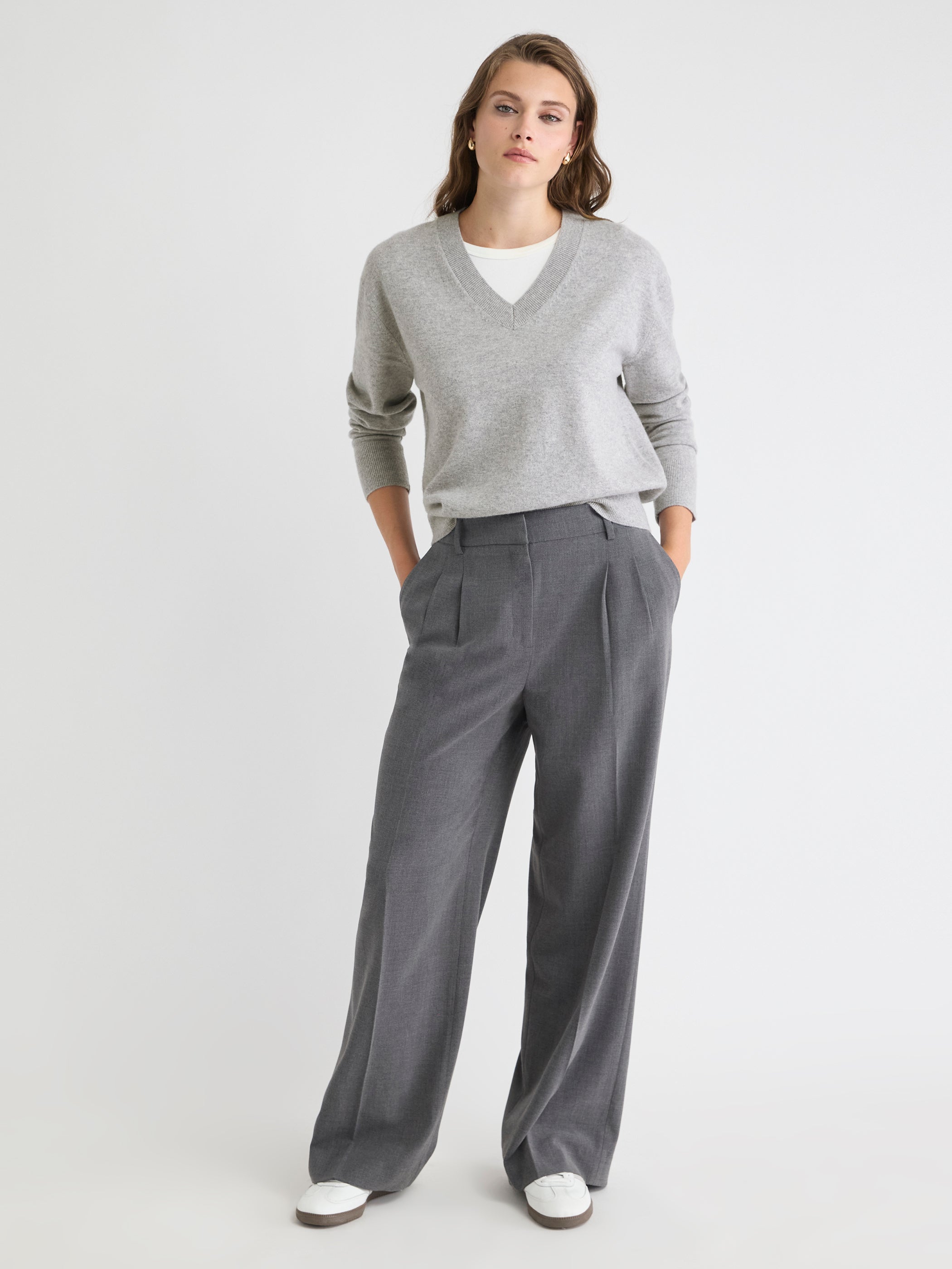 Merino Wool V-Neck Drop Shoulder Sweater rw&co Exclusive Sale Price