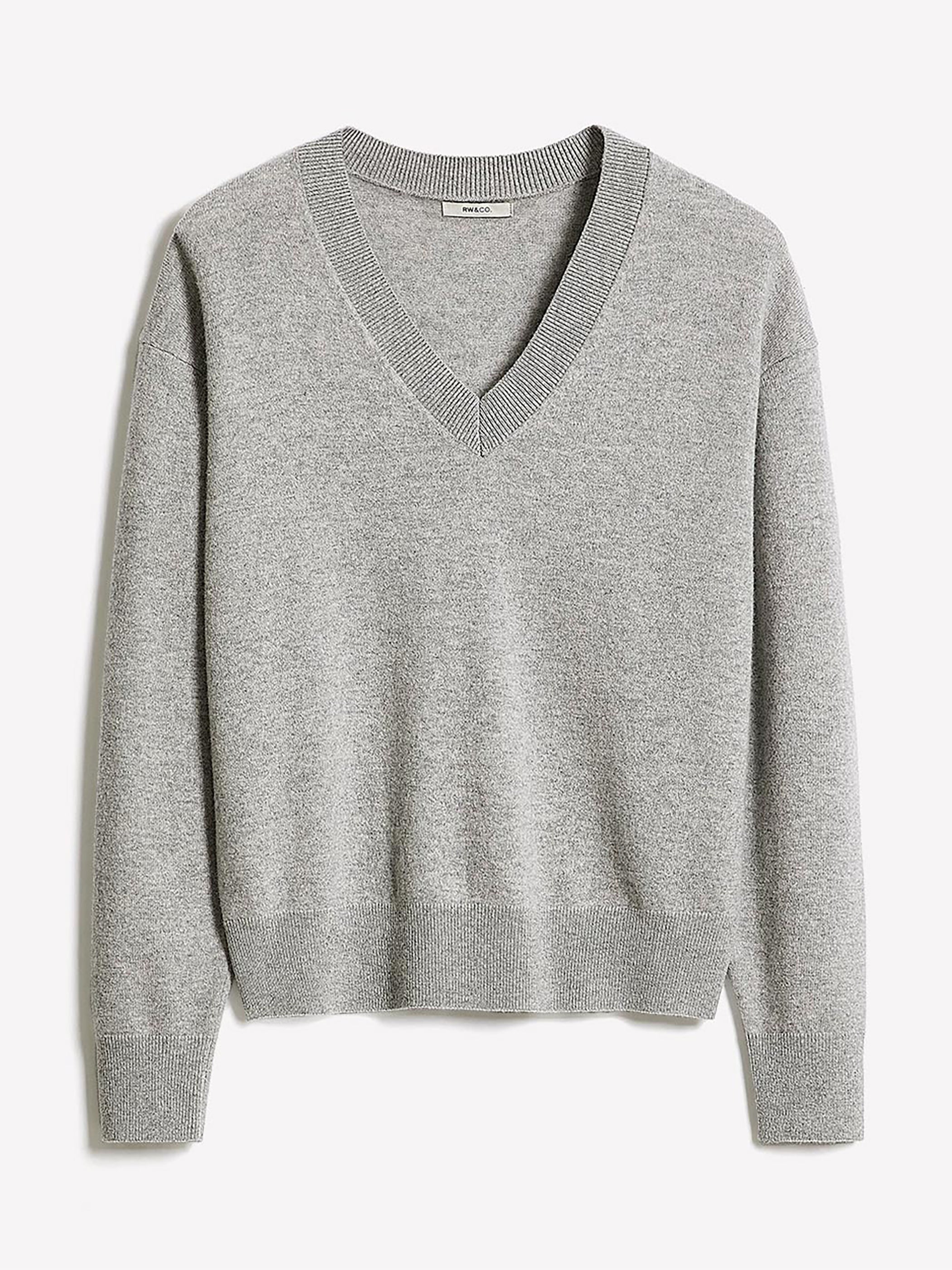 Merino Wool V-Neck Drop Shoulder Sweater rw&co Exclusive Sale Price