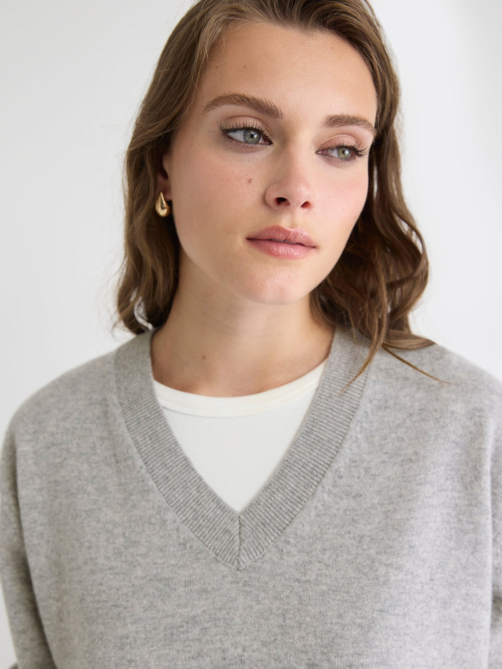 Merino Wool V-Neck Drop Shoulder Sweater rw&co Exclusive Sale Price