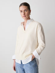 Merino Wool V-Neck Drop Shoulder Sweater rw&co Exclusive Sale Price