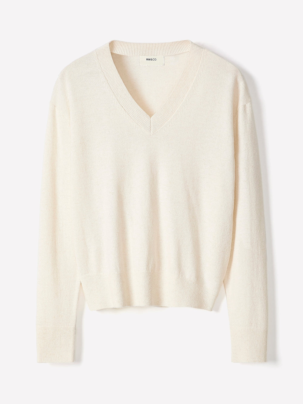 Merino Wool V-Neck Drop Shoulder Sweater rw&co Exclusive Sale Price
