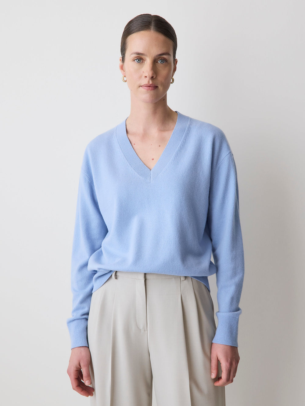 Merino Wool V-Neck Drop Shoulder Sweater rw&co Exclusive Sale Price