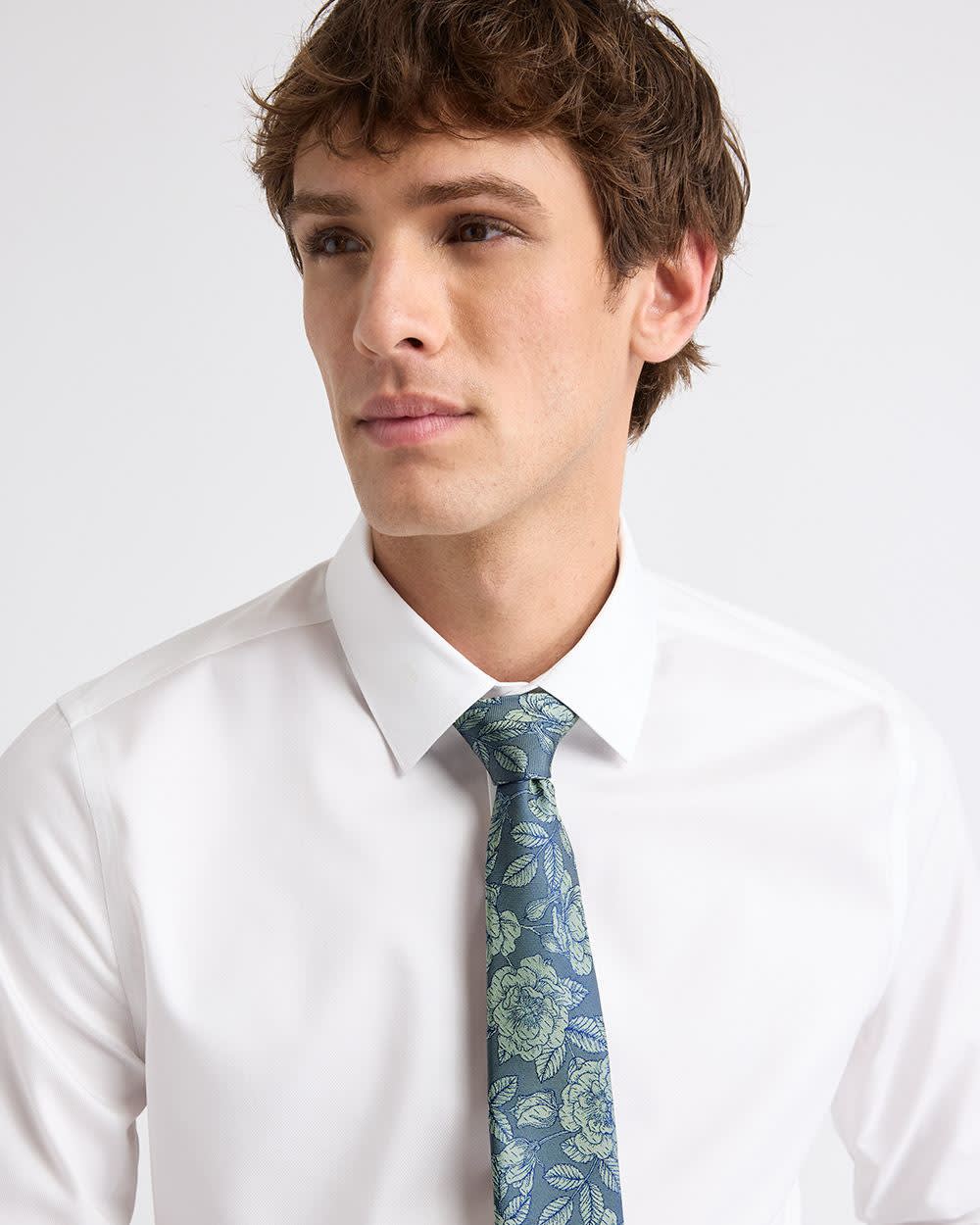 Green Regular Tie with Tonal Floral Pattern rw&co Special Promo Price